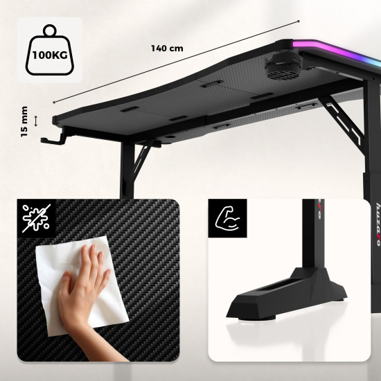 Huzaro Hero 3.6 RGB LED Negru Birou De Gaming