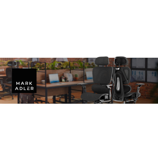 Scaun de birou ergonomic Mark Adler Expert 7.9, mesh, brate 5D, spatar reglabil, sezut ajustabil, Negru