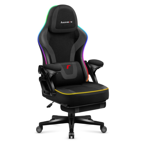 Huzaro Force 4.6 Black Mesh Iluminare RGB Smart, Scaun de gaming