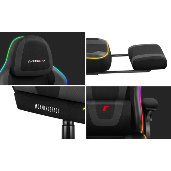 Huzaro Force 4.6 Black Mesh Iluminare RGB Smart, Scaun de gaming