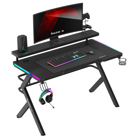 Huzaro Hero 5.0 RGB, birou gaming cu suport pentru monitor LED