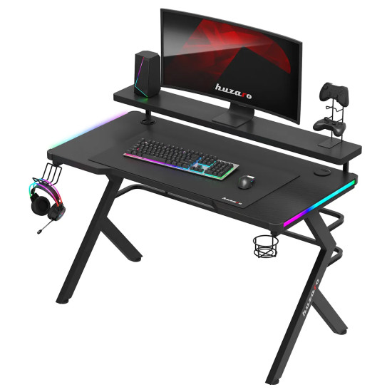 Huzaro Hero 5.0 RGB, birou gaming cu suport pentru monitor LED