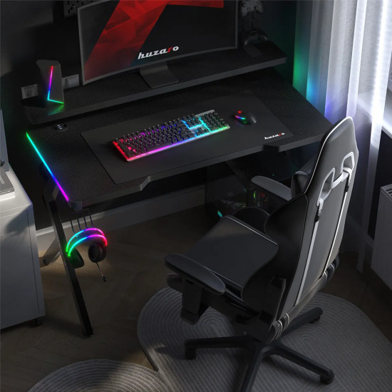 Huzaro Hero 5.0 RGB, birou gaming cu suport pentru monitor LED