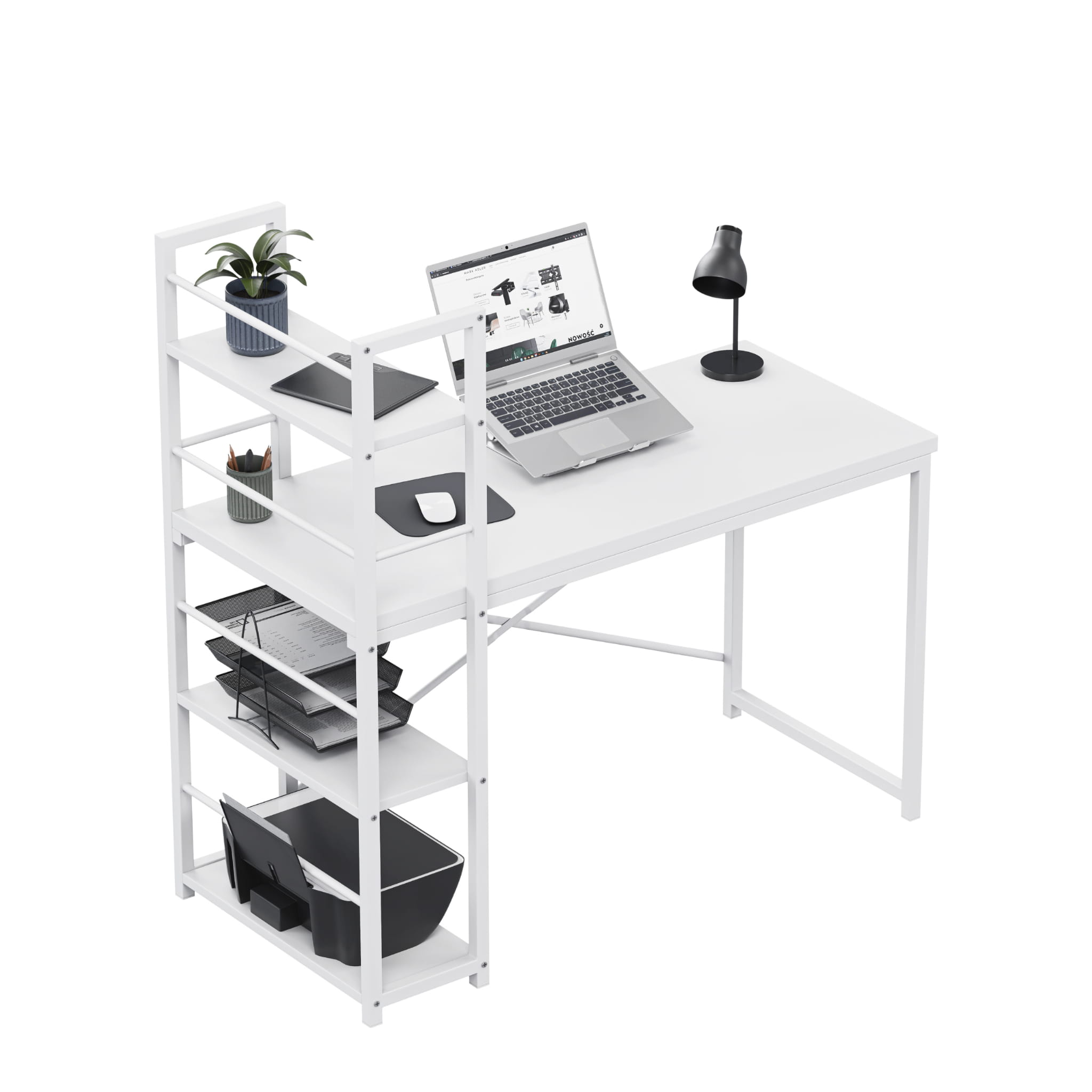 Mark Adler Leader 4.0 Alb 120 cm birou cu rafturi