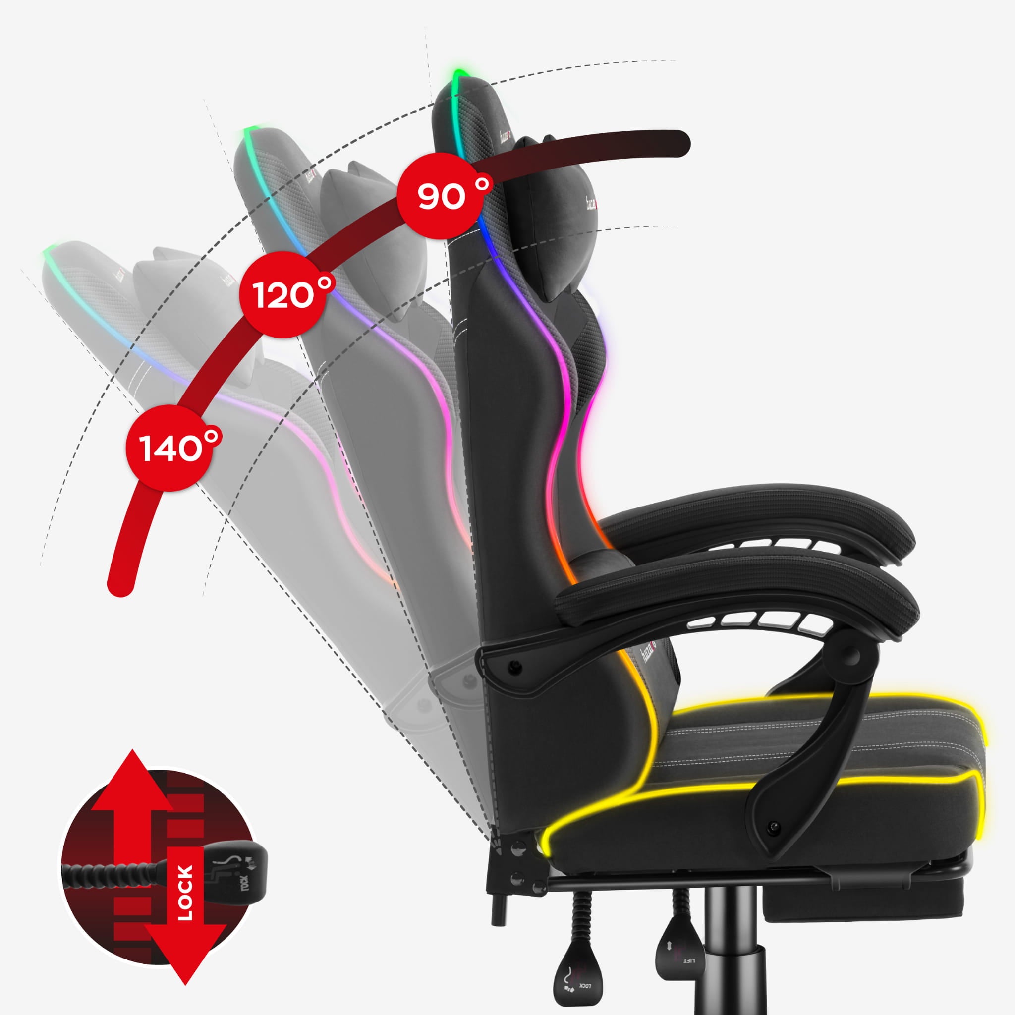 Scaun de gaming Huzaro Force 3.7 RGB Black