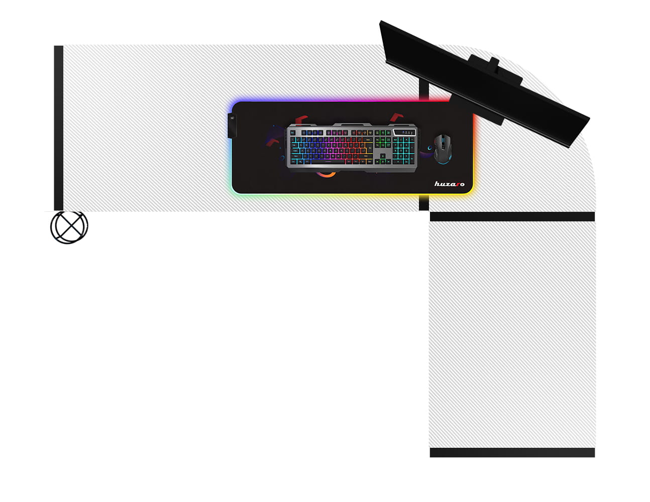 HUZARO HERO 6.0 Alb RGB Smart 147 cm birou de gaming