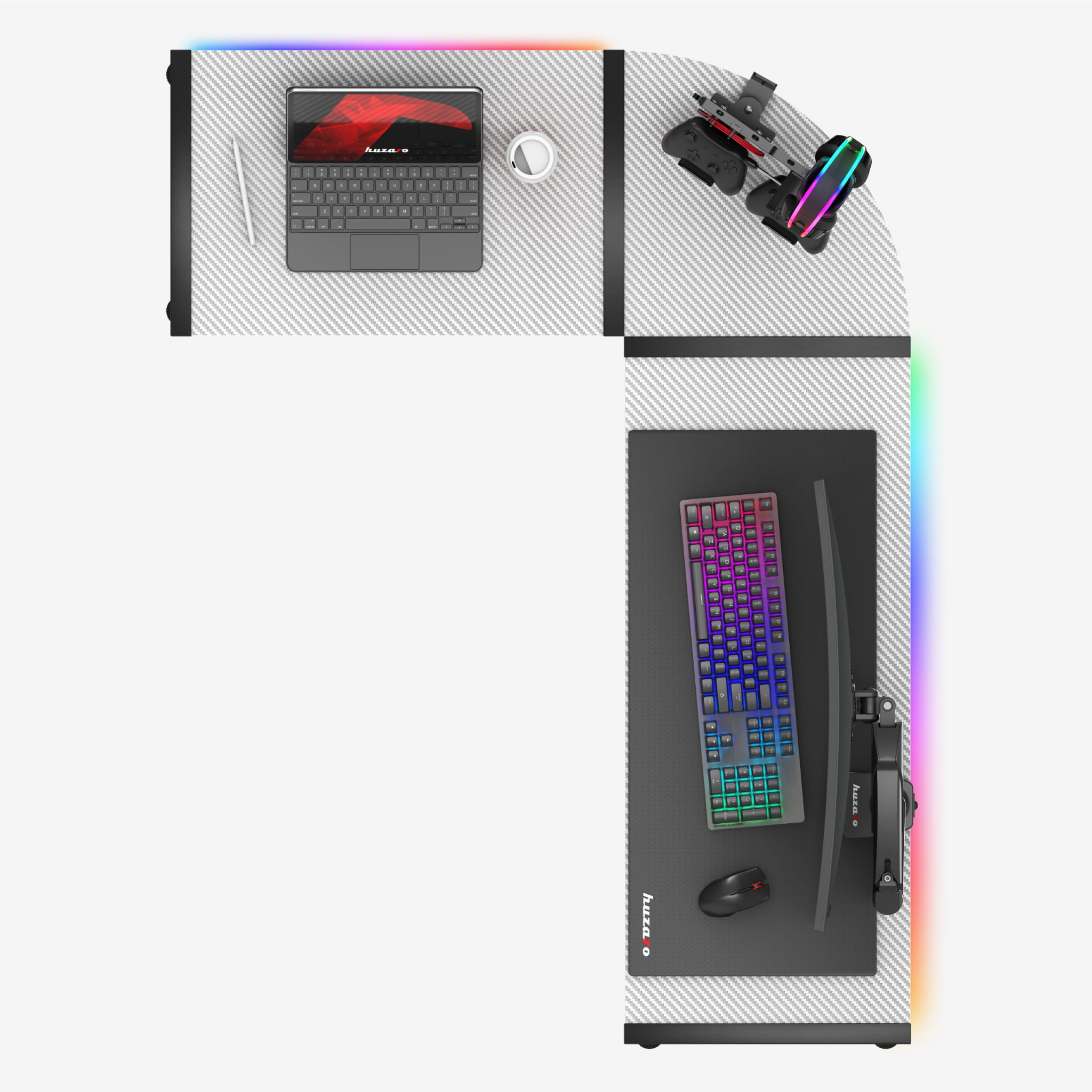 HUZARO HERO 6.0 Alb RGB Smart 147 cm birou de gaming