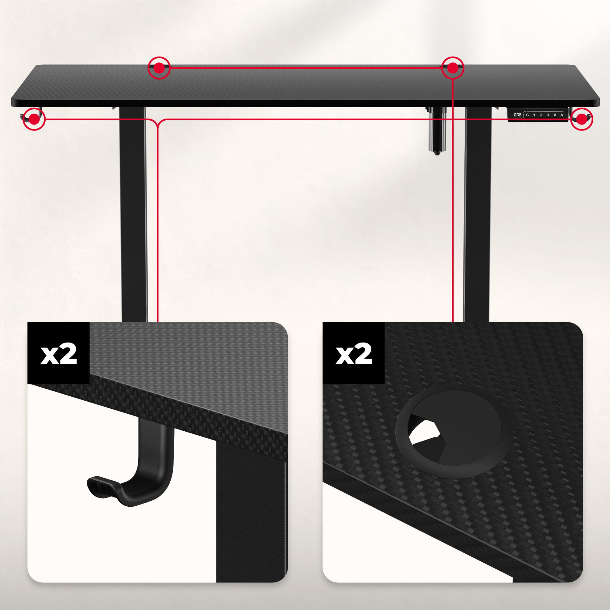 Huzaro Hero 8.2 Black 120 cm birou electric