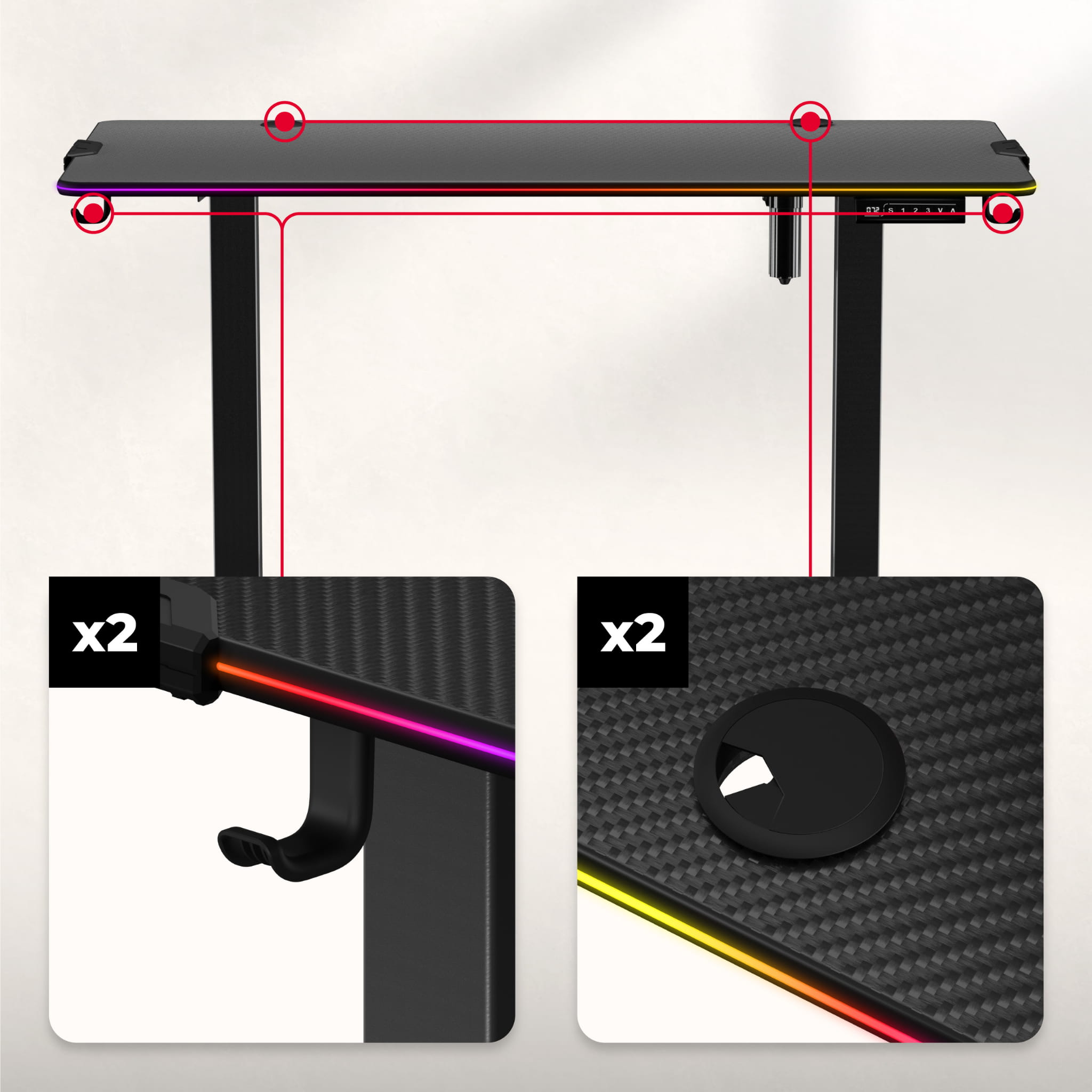 Huzaro Hero 8.2 RGB 120 cm birou electric