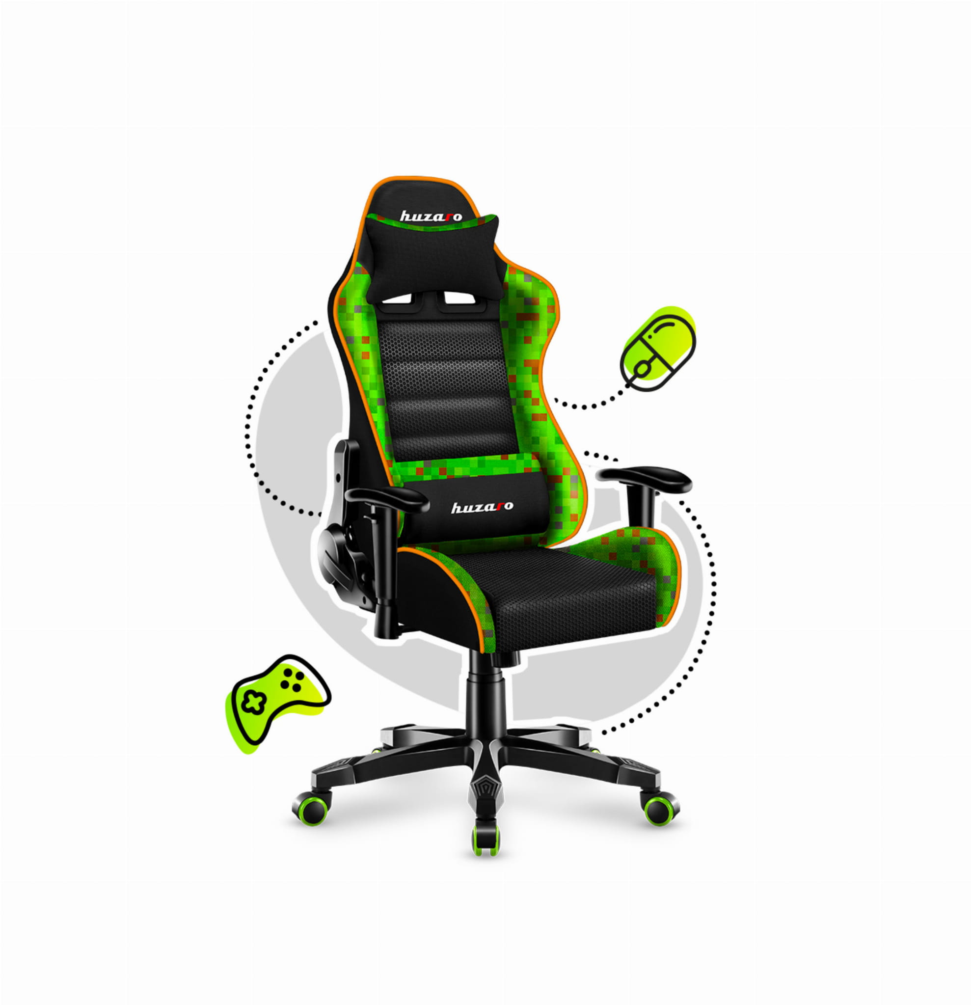 Scaun de gaming pentru copii HUZARO RANGER 6.0 Pixel Mesh