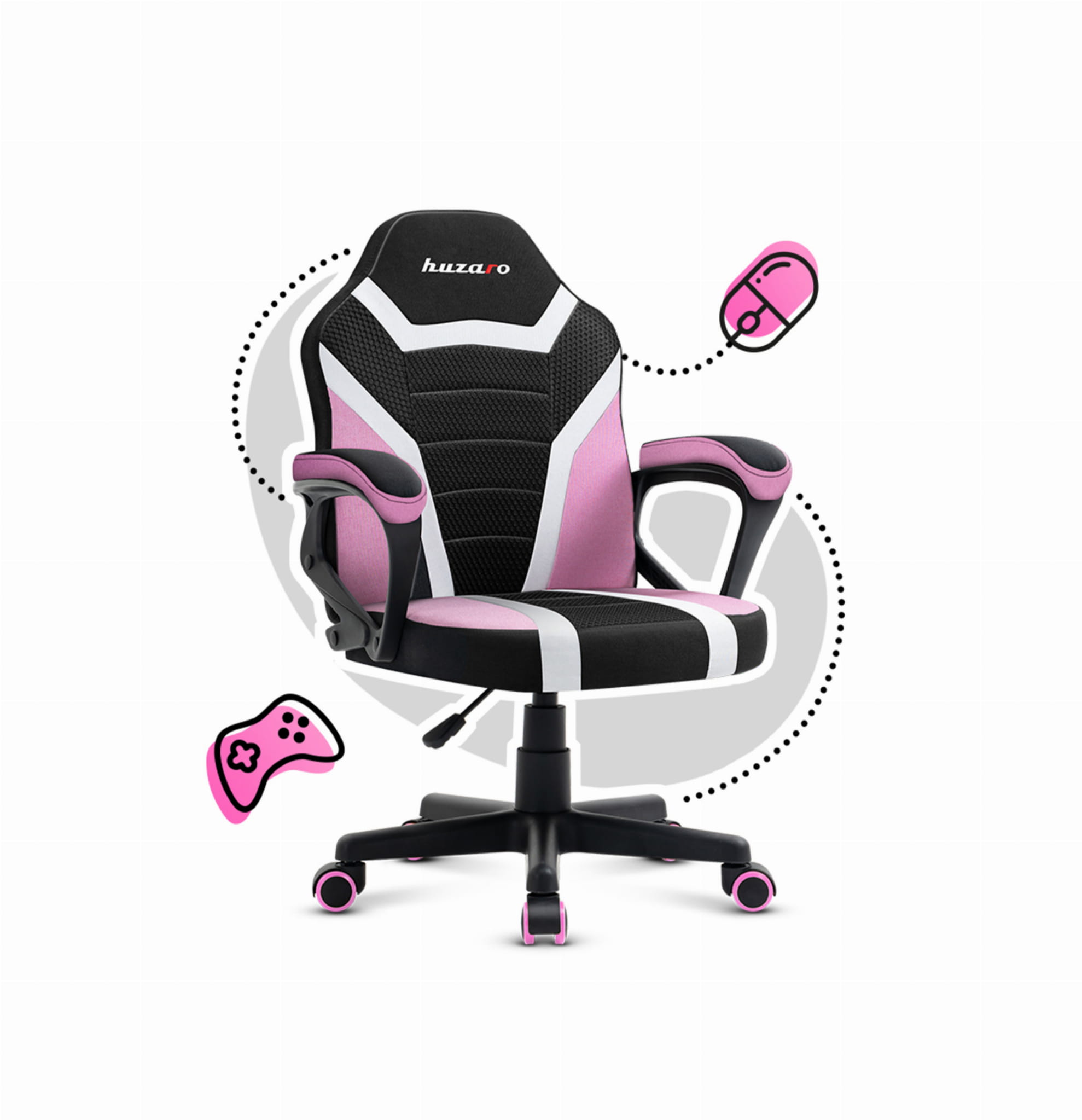 Scaun de gaming pentru copii HUZARO RANGER 1.0 Pink Mesh
