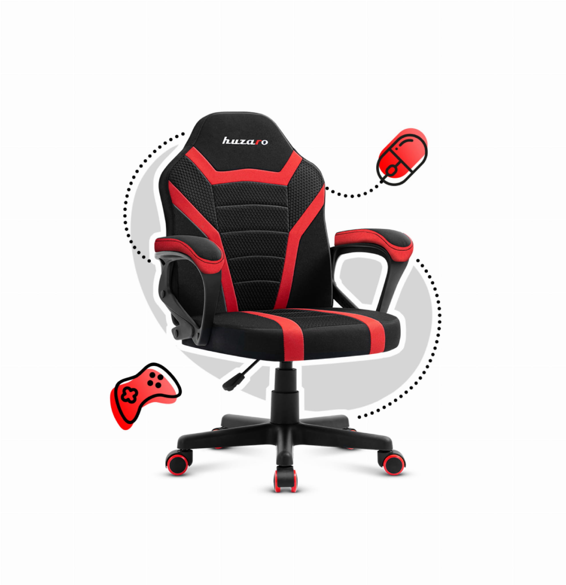 Scaun de gaming pentru copii HUZARO RANGER 1.0 Red Mesh