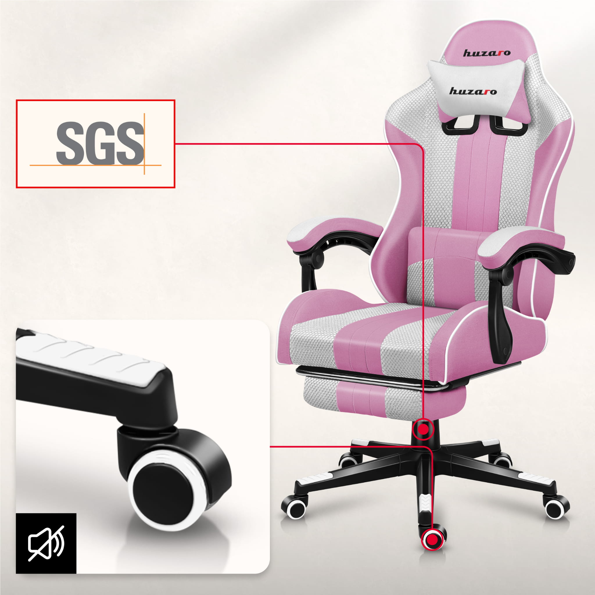 Scaun de gaming Huzaro Force 4.7 Pink Mesh