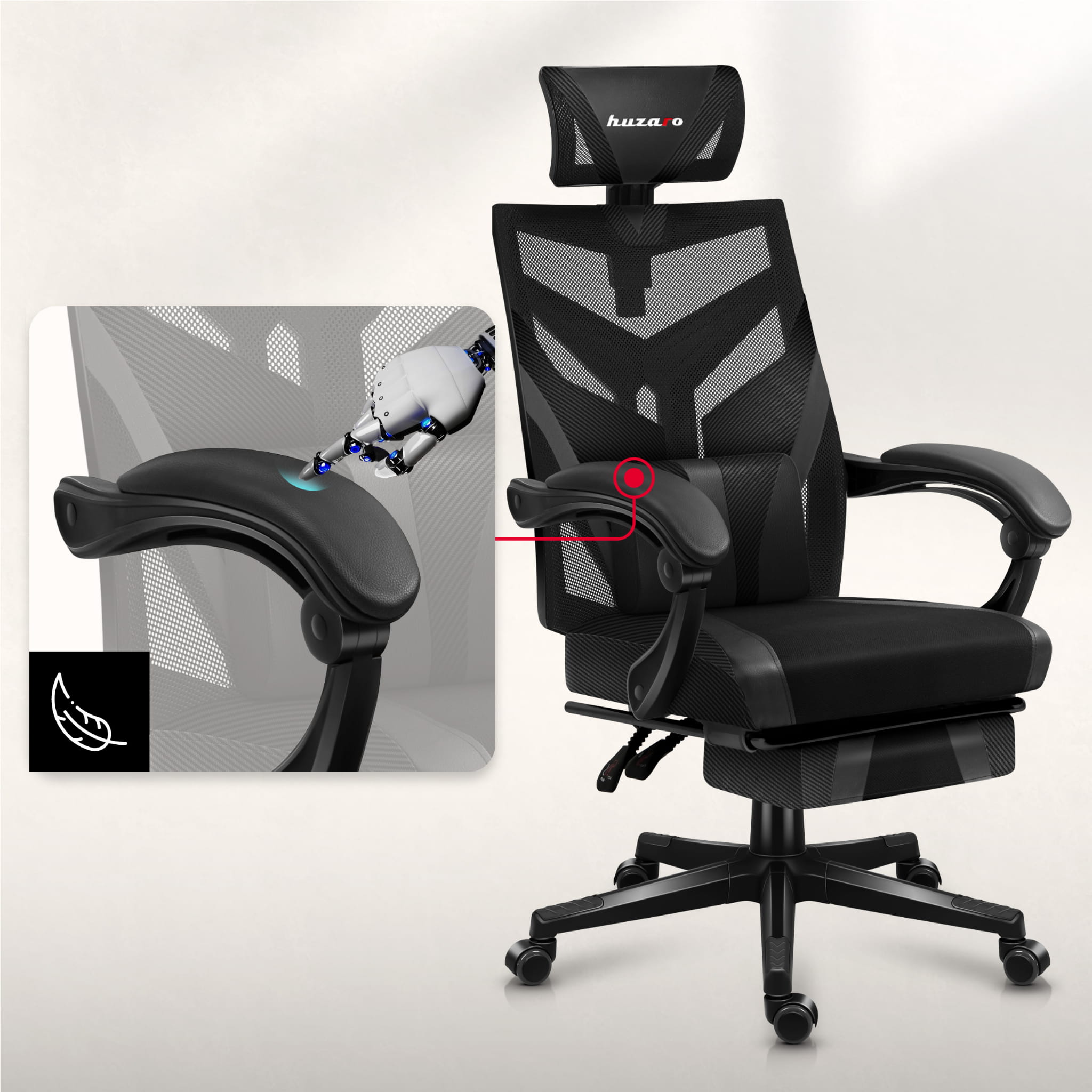 Scaun de gaming HUZARO COMBAT 5.0 Negru