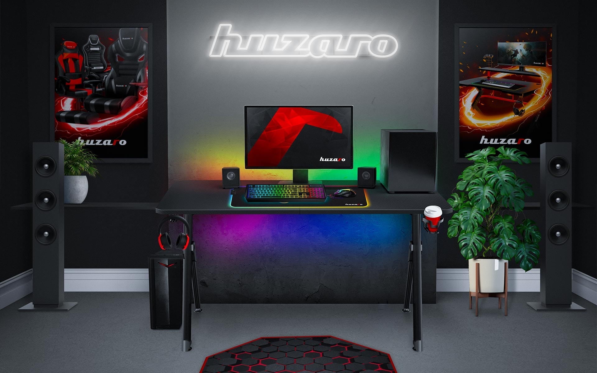 Huzaro Hero 2.8 negru 140 cm birou de gaming