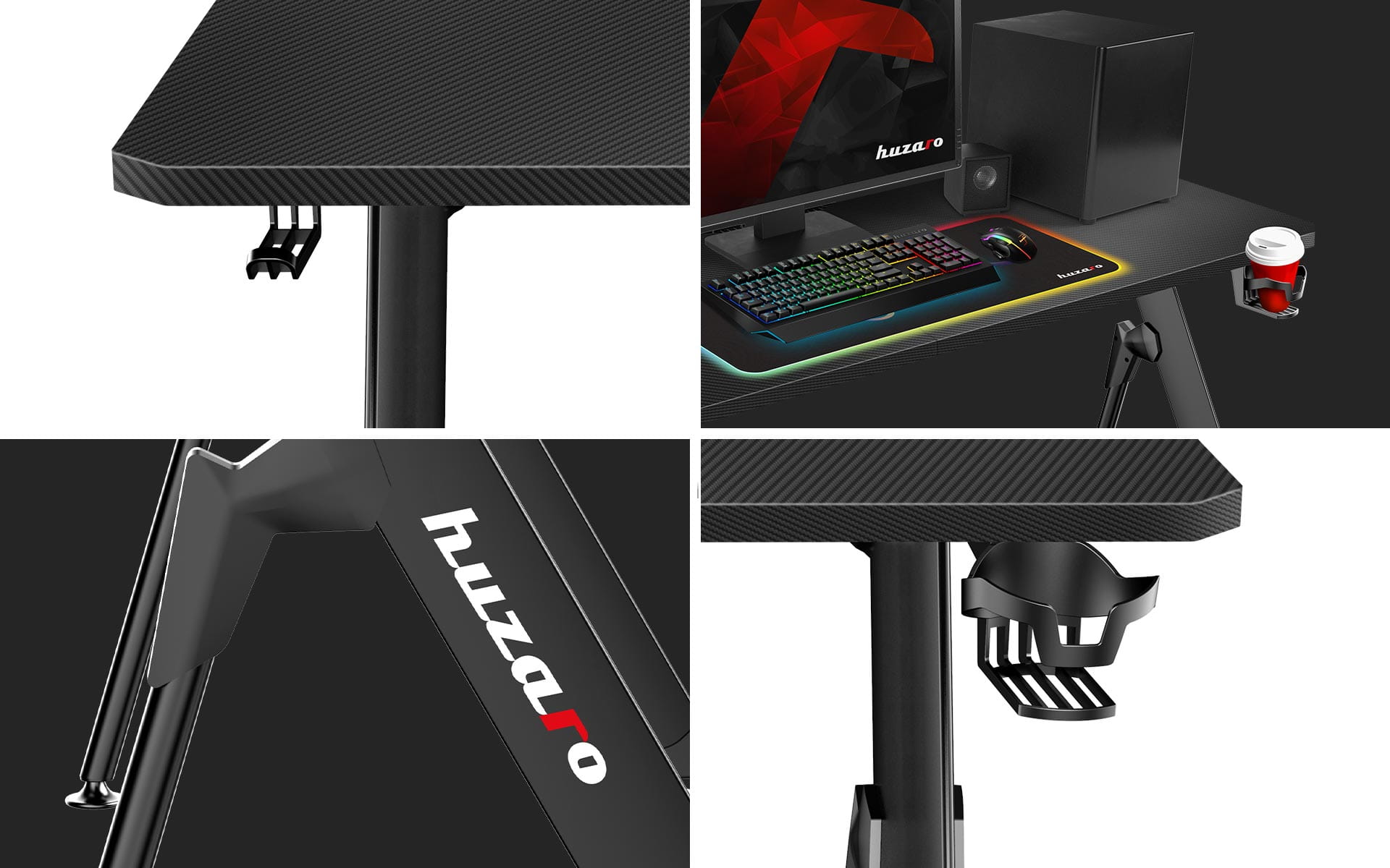 Huzaro Hero 2.8 negru 140 cm birou de gaming