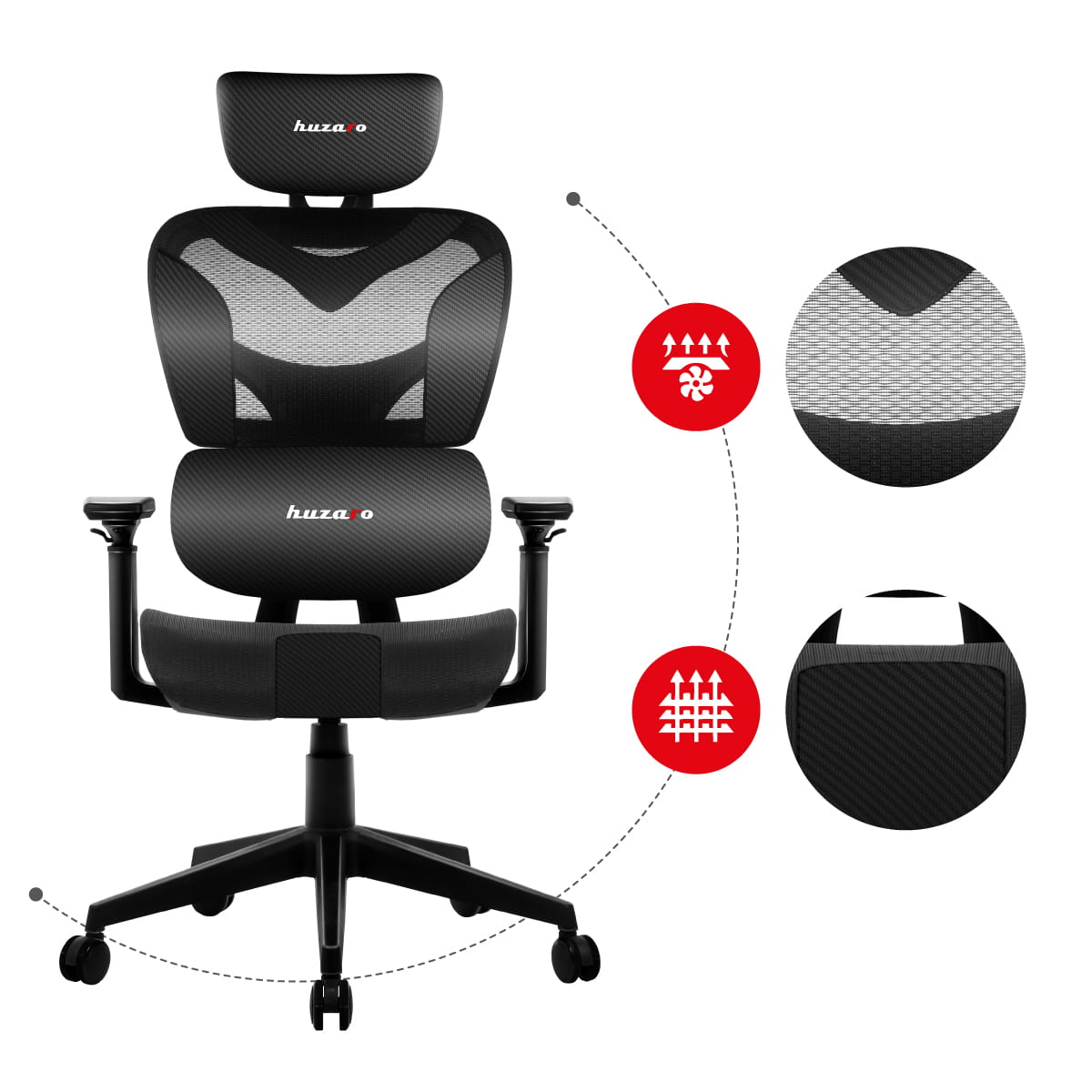 Scaun de gaming Huzaro Combat 8.0 Carbon Black