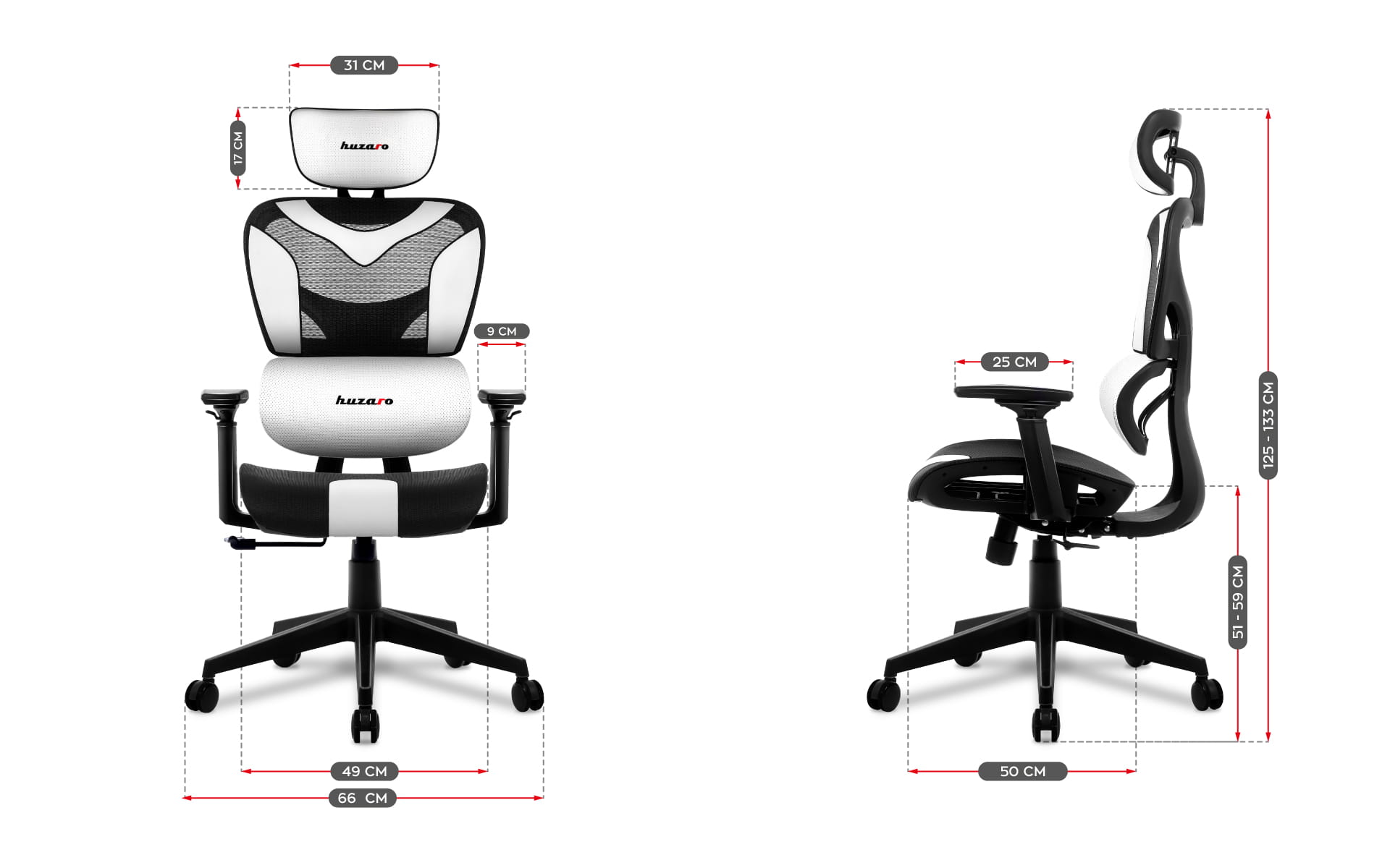 Huzaro Combat 8.0 Fotoliu de gaming alb