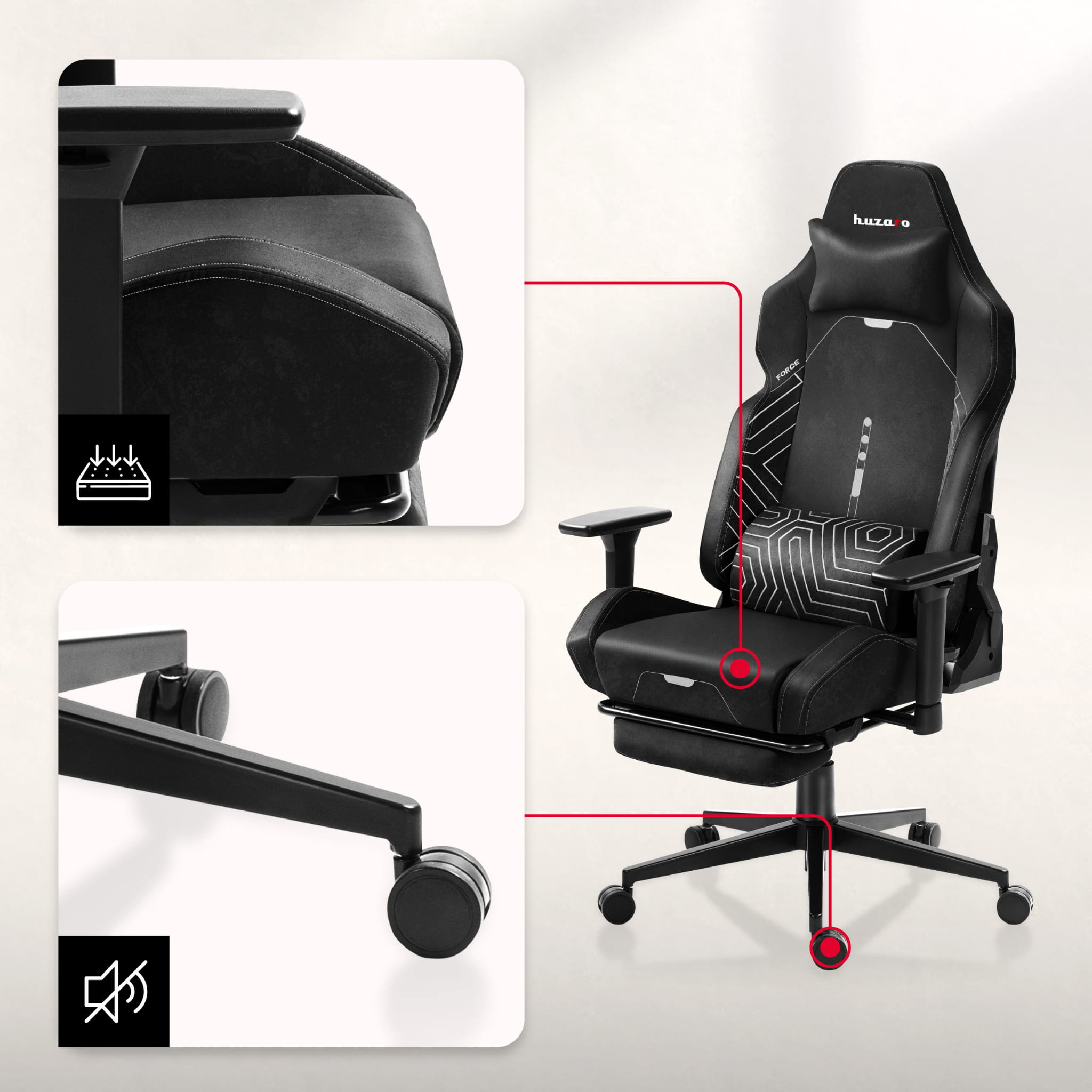 HUZARO FORCE 8.1 Fotoliu de gaming negru