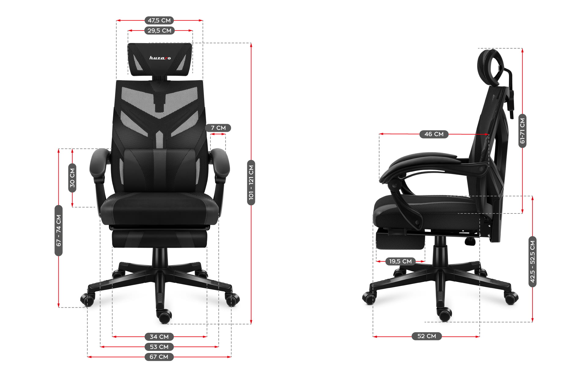 Scaun de gaming HUZARO COMBAT 5.0 Negru