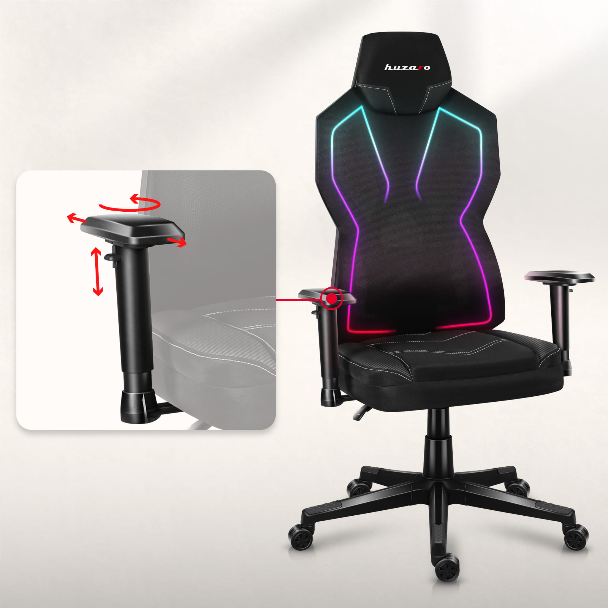 Scaun de gaming Huzaro COMBAT 6.2 Black RGB