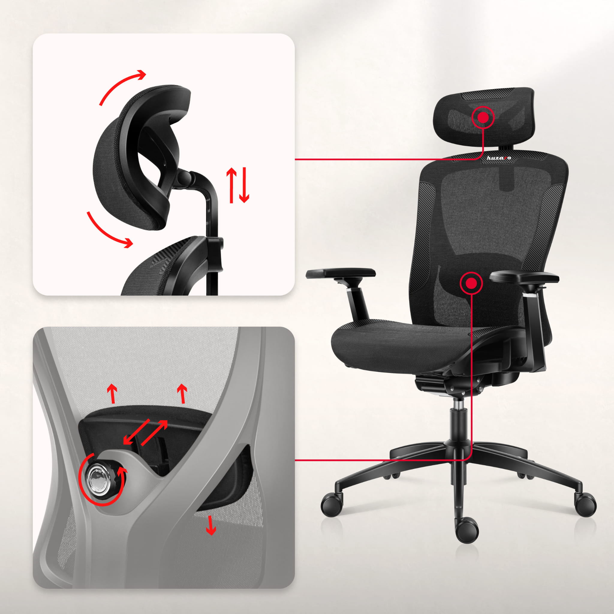 Scaun de gaming Huzaro Combat 7.3 Black Mesh