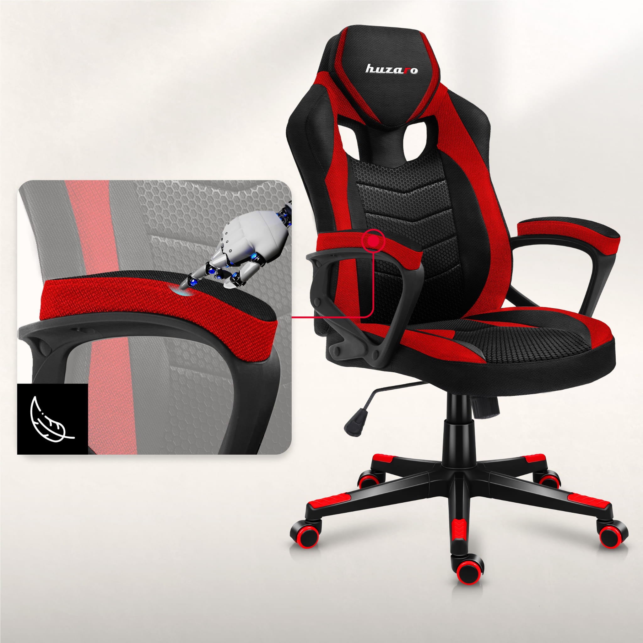 Scaun de gaming HUZARO FORCE 2.5 Red Mesh