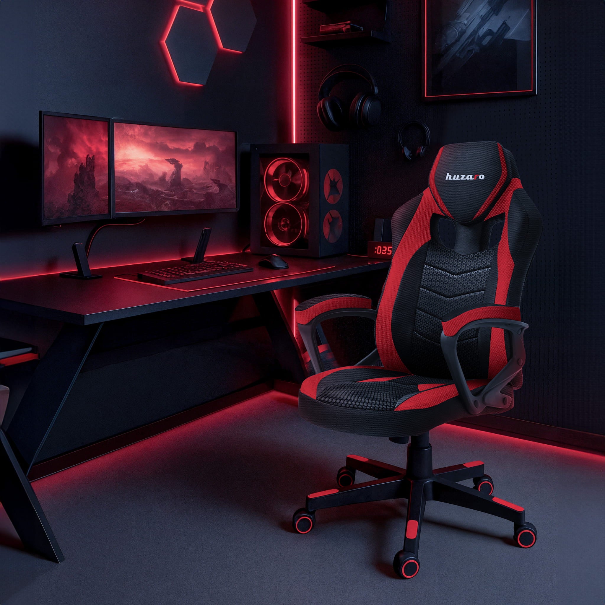 Scaun de gaming HUZARO FORCE 2.5 Red Mesh