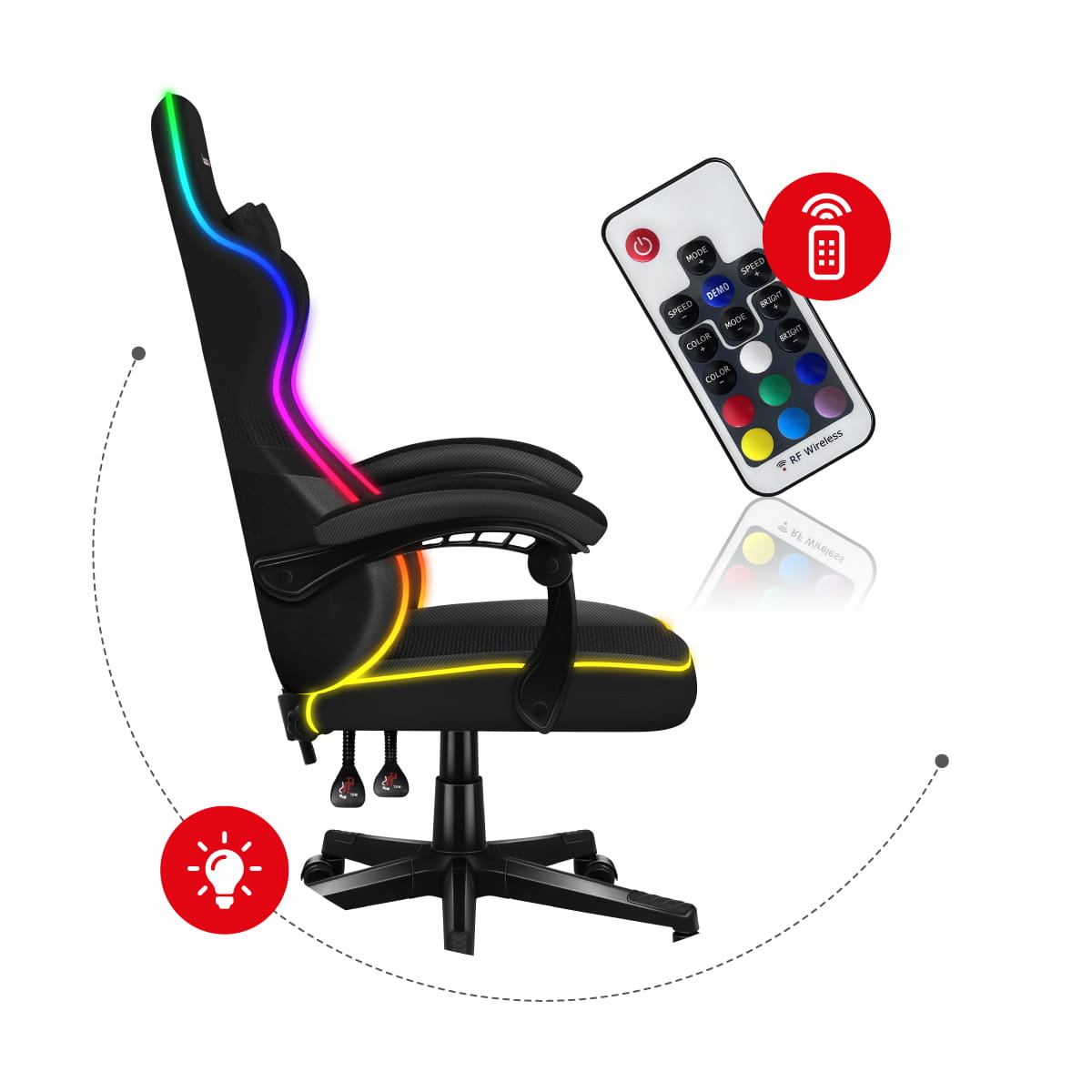 Huzaro FORCE 4.4 RGB Black Mesh Gaming Chair