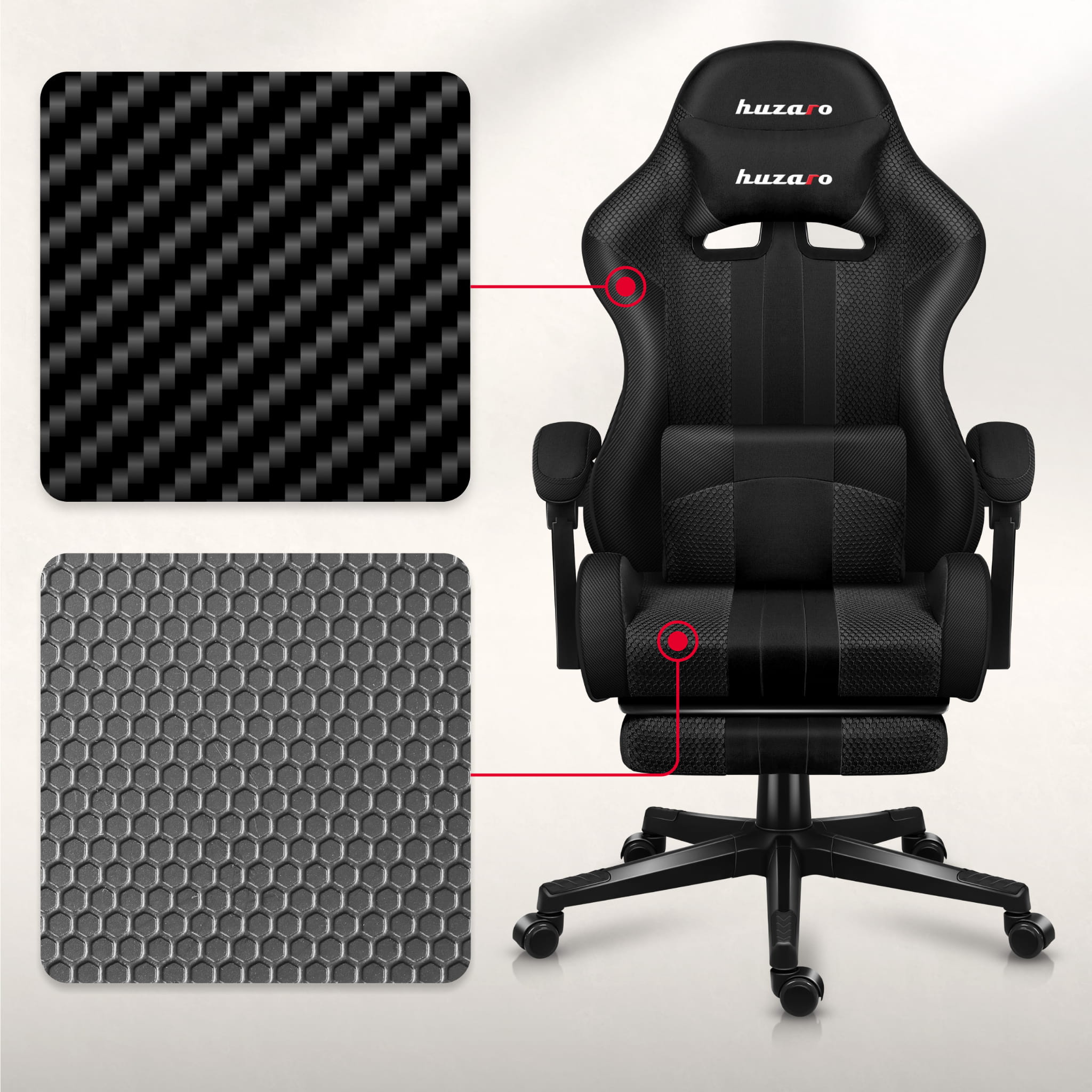 Scaun de gaming HUZARO Force 4.7 Carbon Mesh