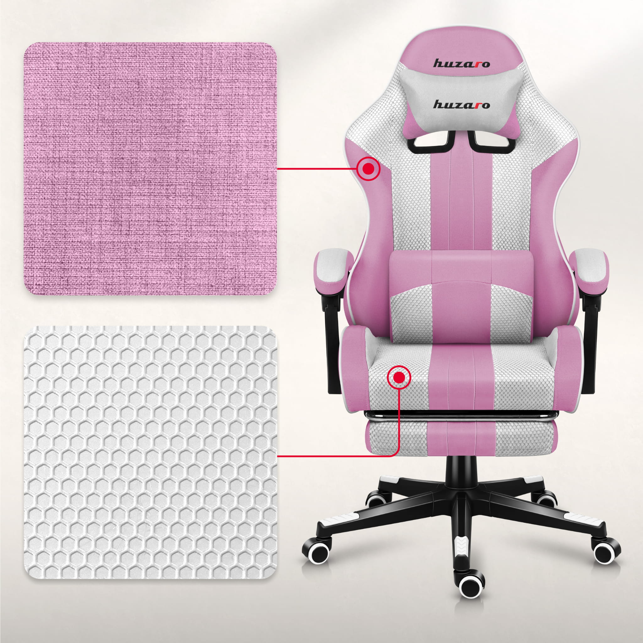 Scaun de gaming Huzaro Force 4.7 Pink Mesh