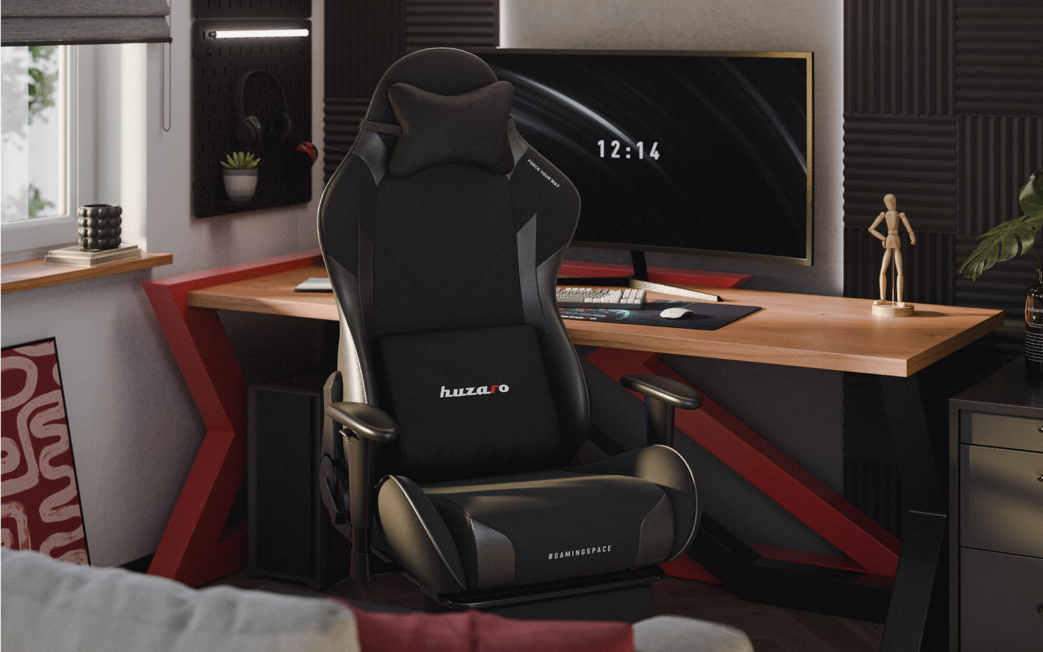 HUZARO FORCE 7.6 Fotoliu de gaming negru