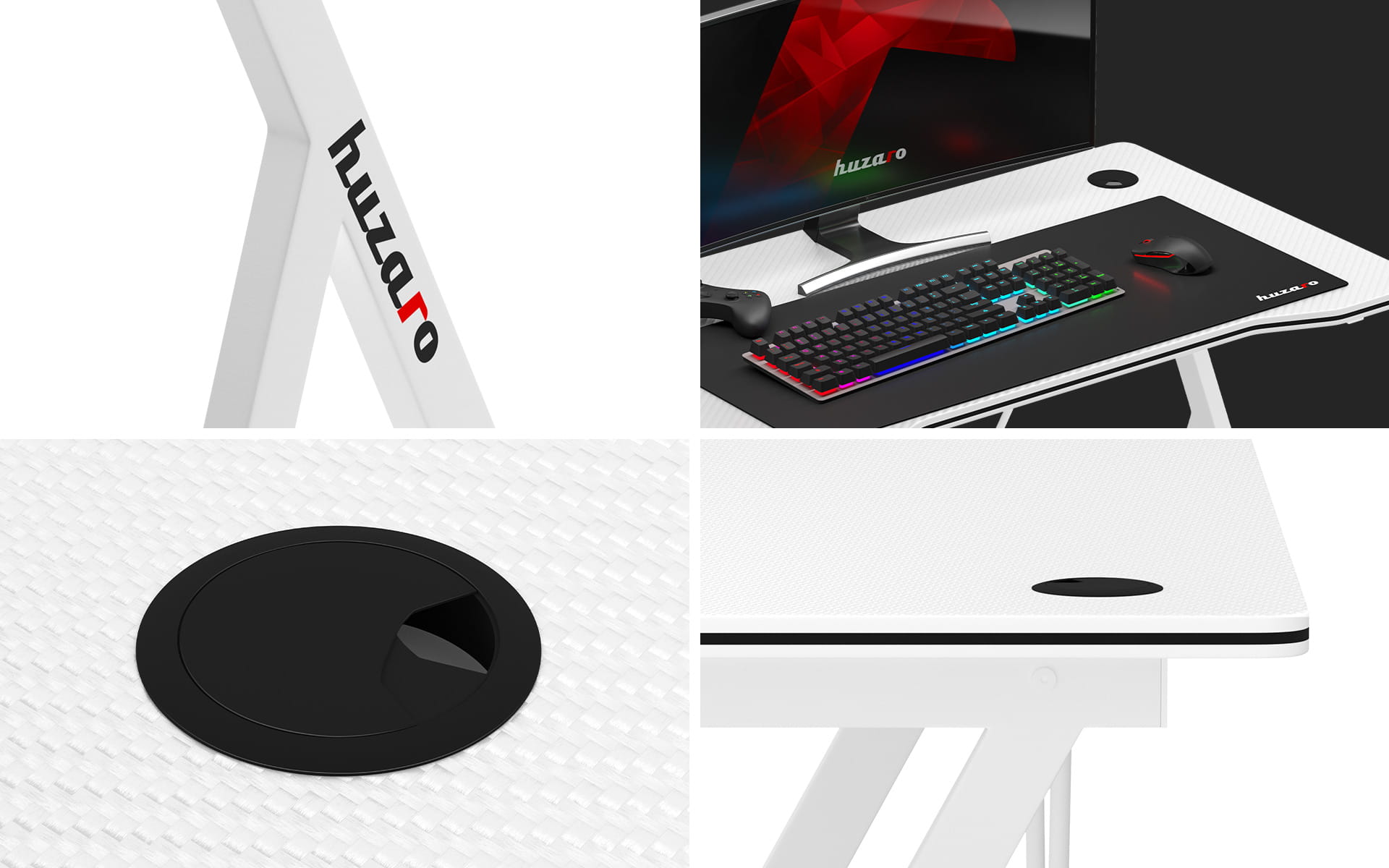 Huzaro Hero 1.4 alb 100 cm birou de gaming