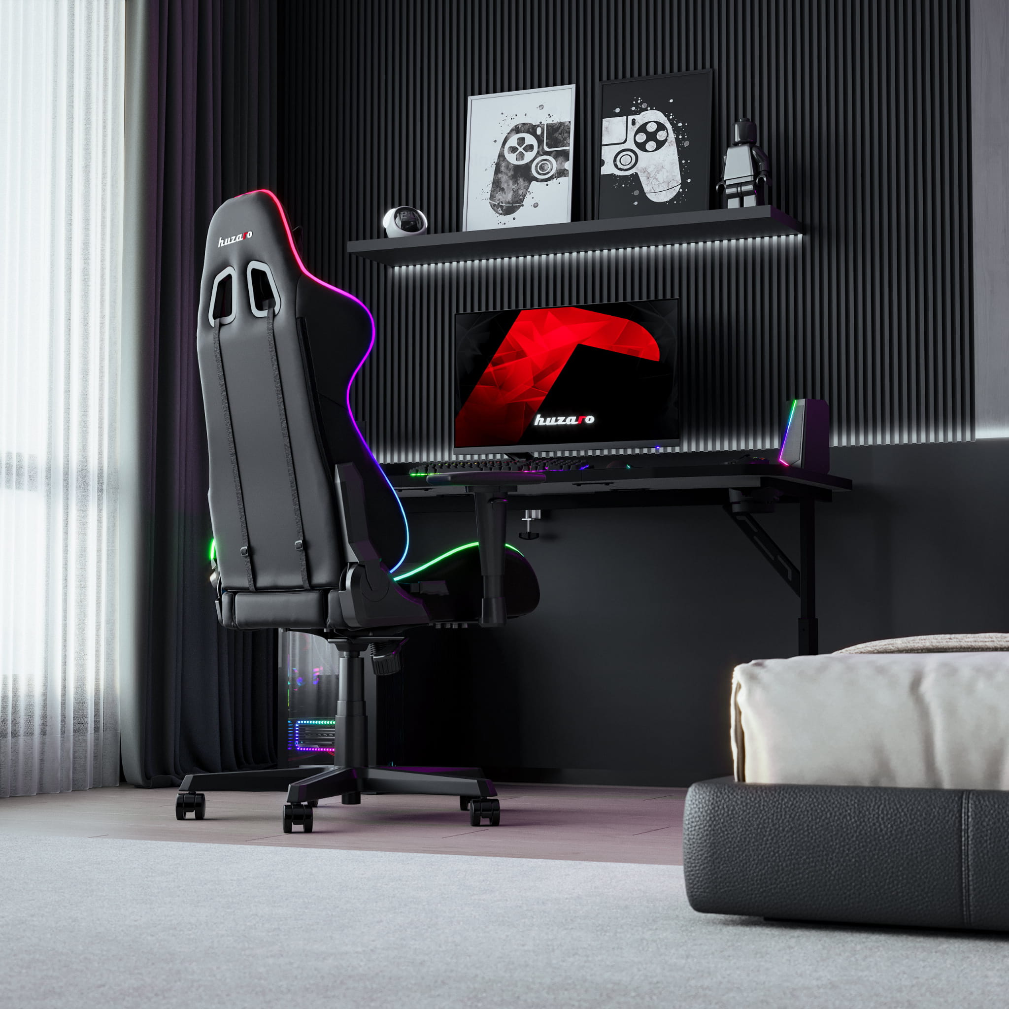 Huzaro Hero 3.3 negru 140 cm birou de gaming