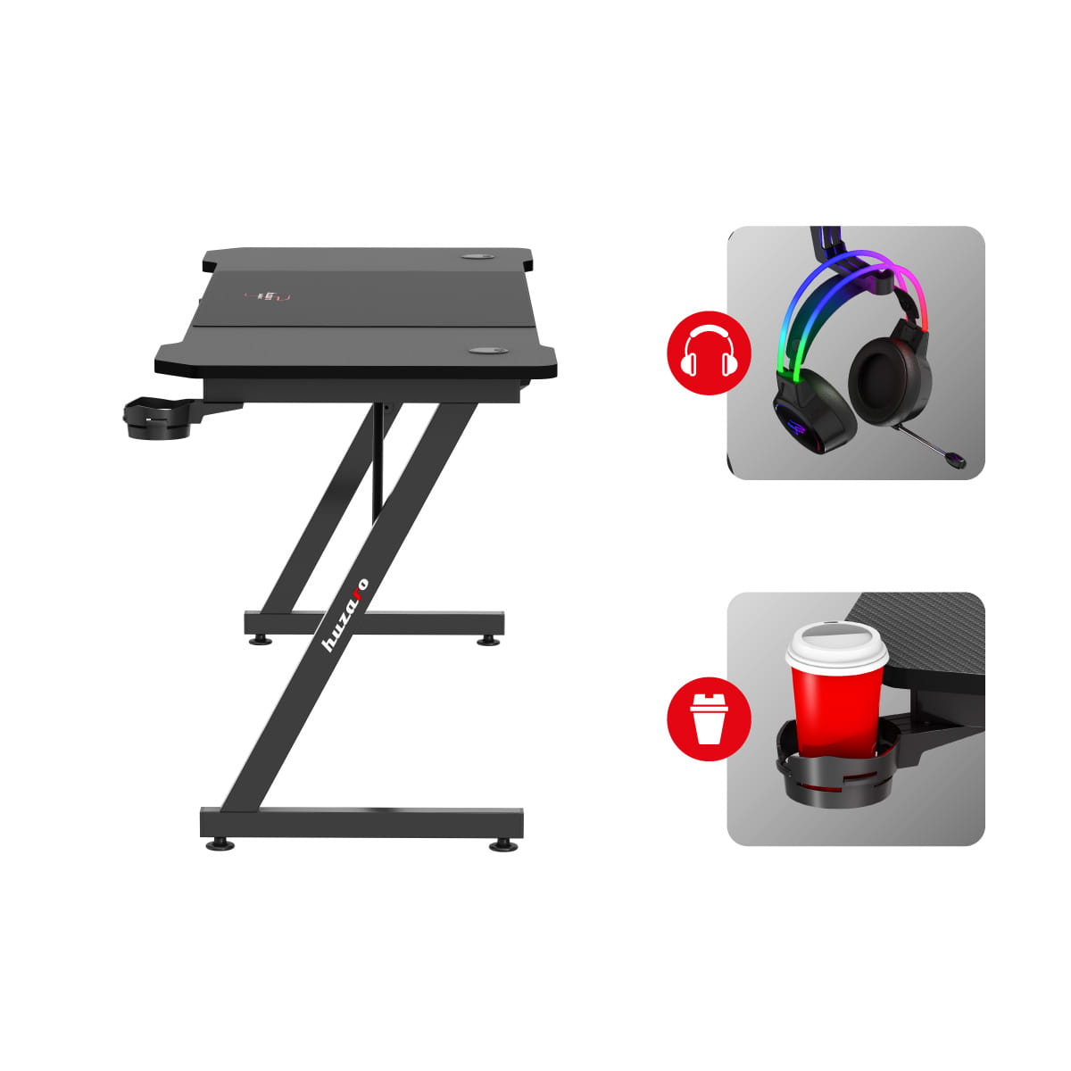 Huzaro Hero 4.8 Negru 160 cm birou de gaming