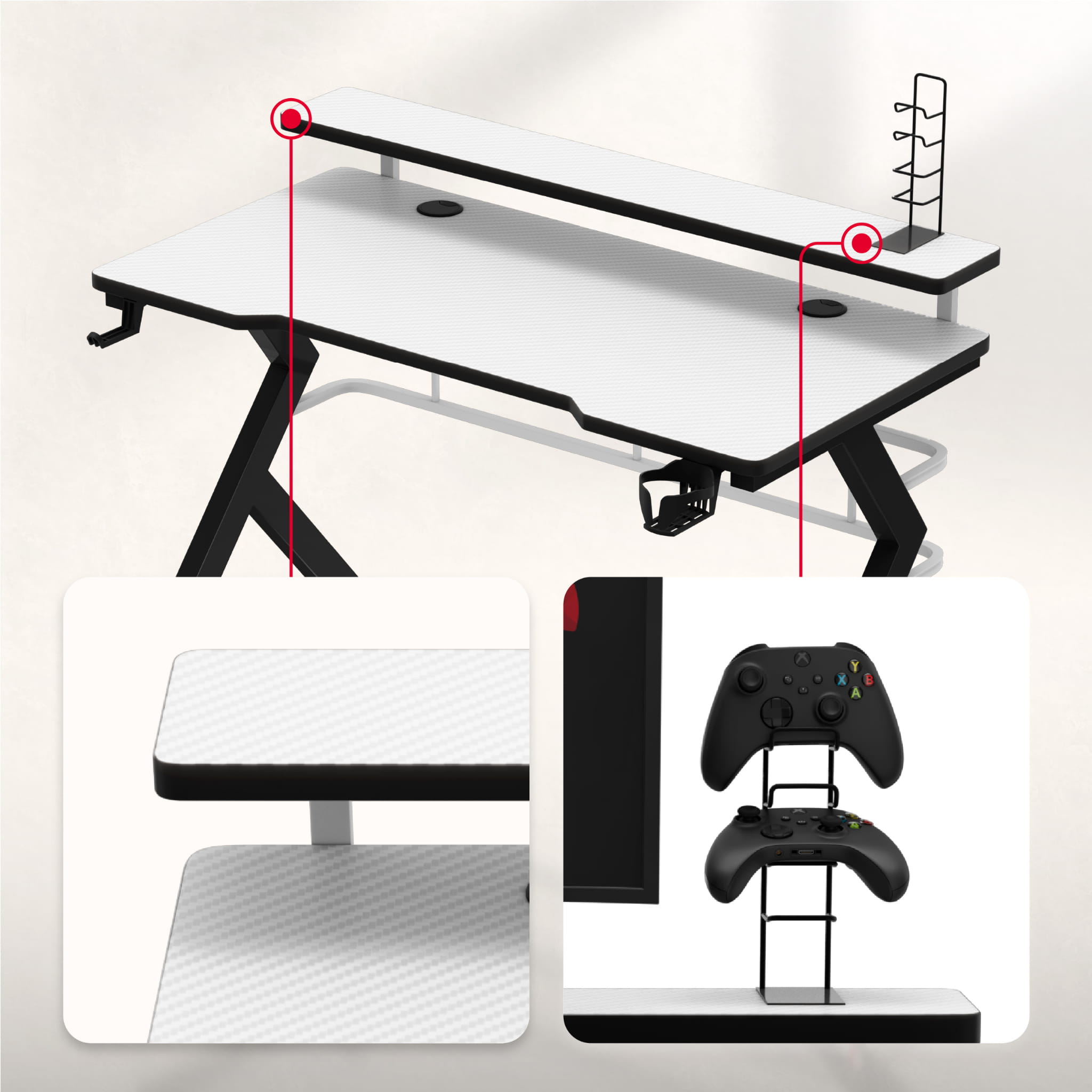 Huzaro Hero 5.0 Birou de gaming alb 120 cm