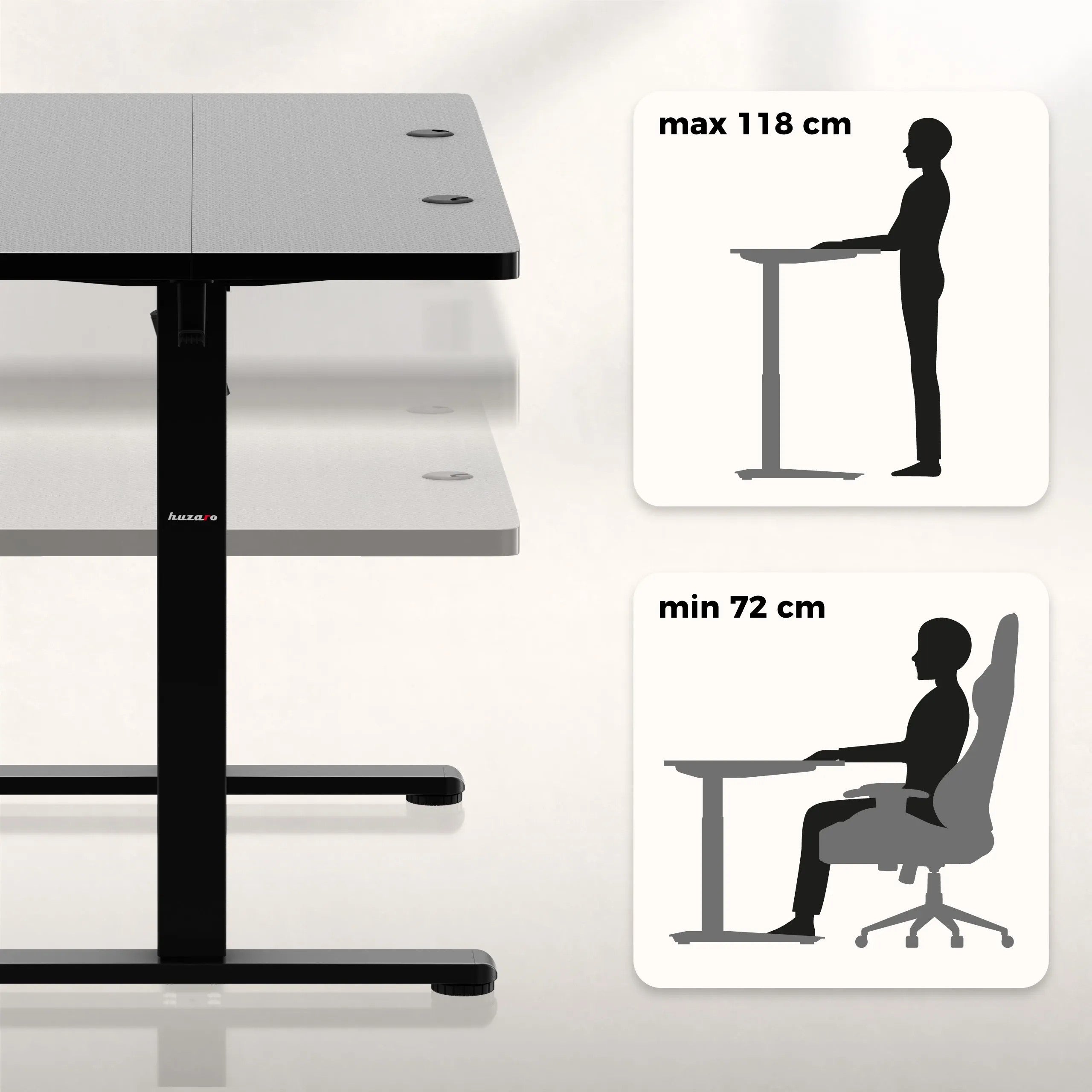 Huzaro Hero 8.1 Black 120 cm birou electric de gaming