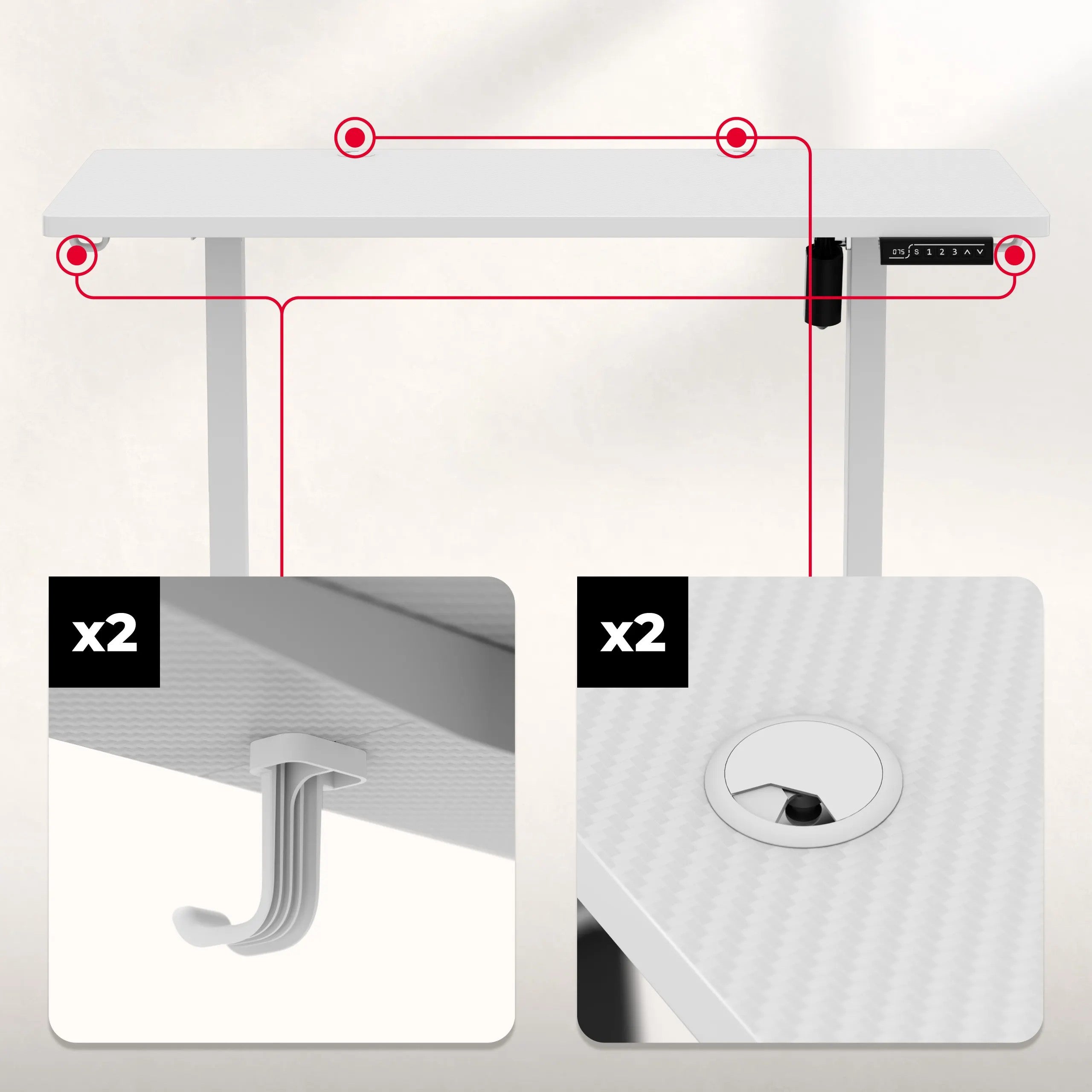 Huzaro Hero 8.1 alb 120 cm birou electric de gaming