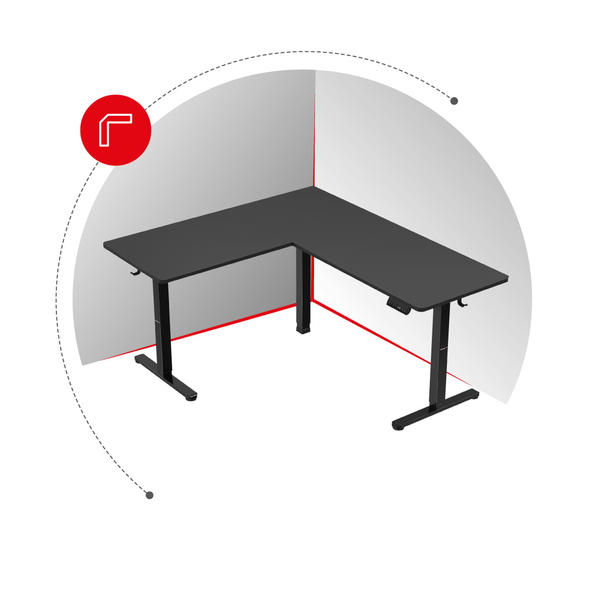 Birou electric de colț Huzaro Hero 9.5 160 cm