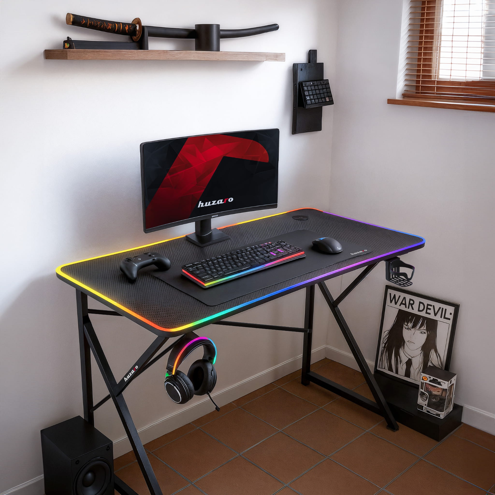 Huzaro Hero 1.7 RGB negru 120 cm birou de gaming