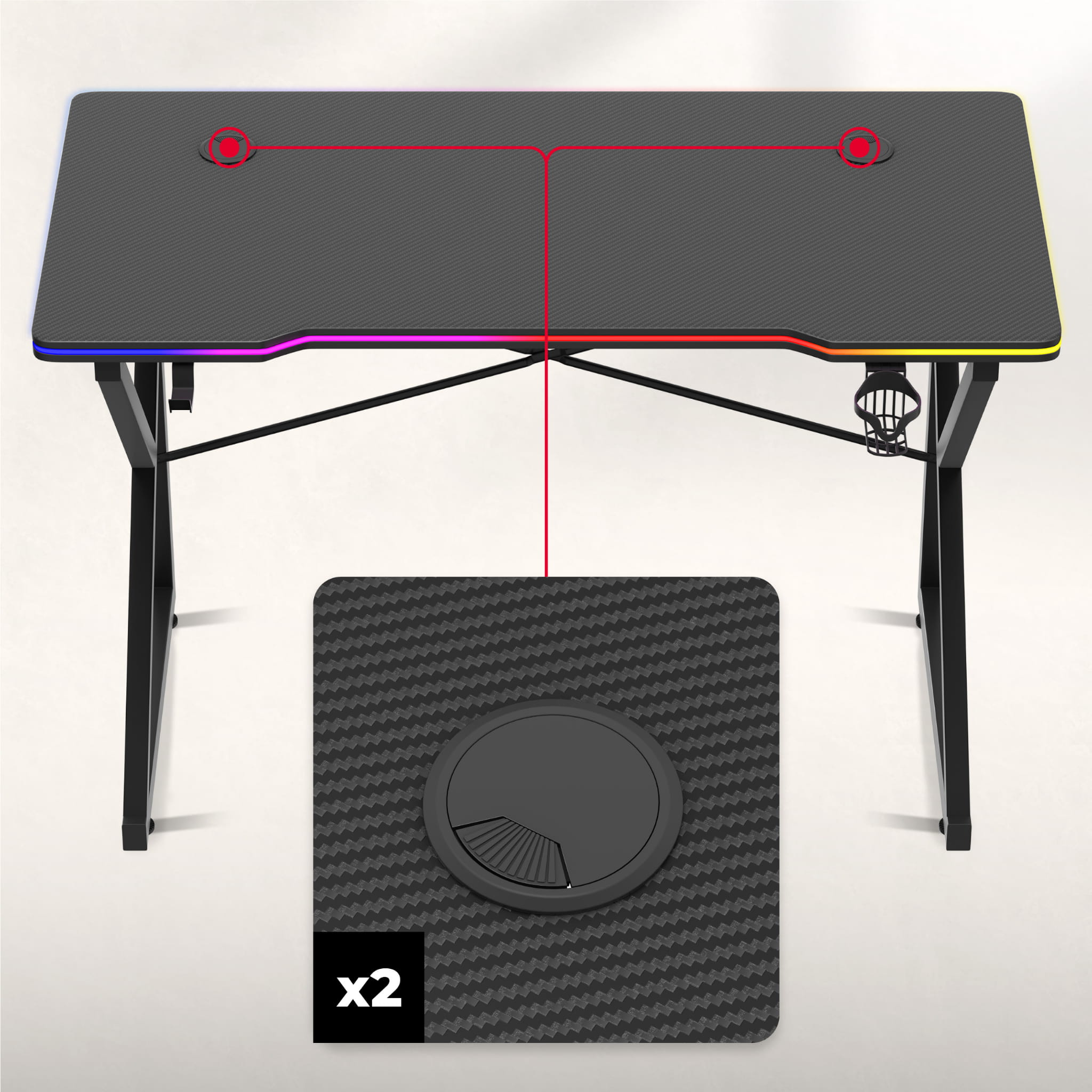 Huzaro Hero 1.7 RGB negru 120 cm birou de gaming