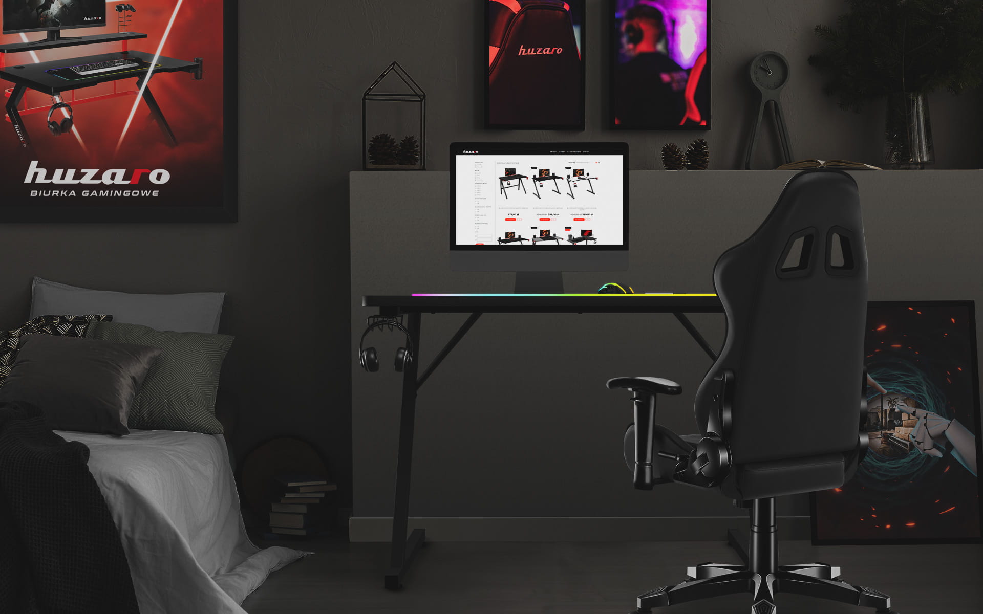 Huzaro Hero 1.8 negru 100 cm birou de gaming