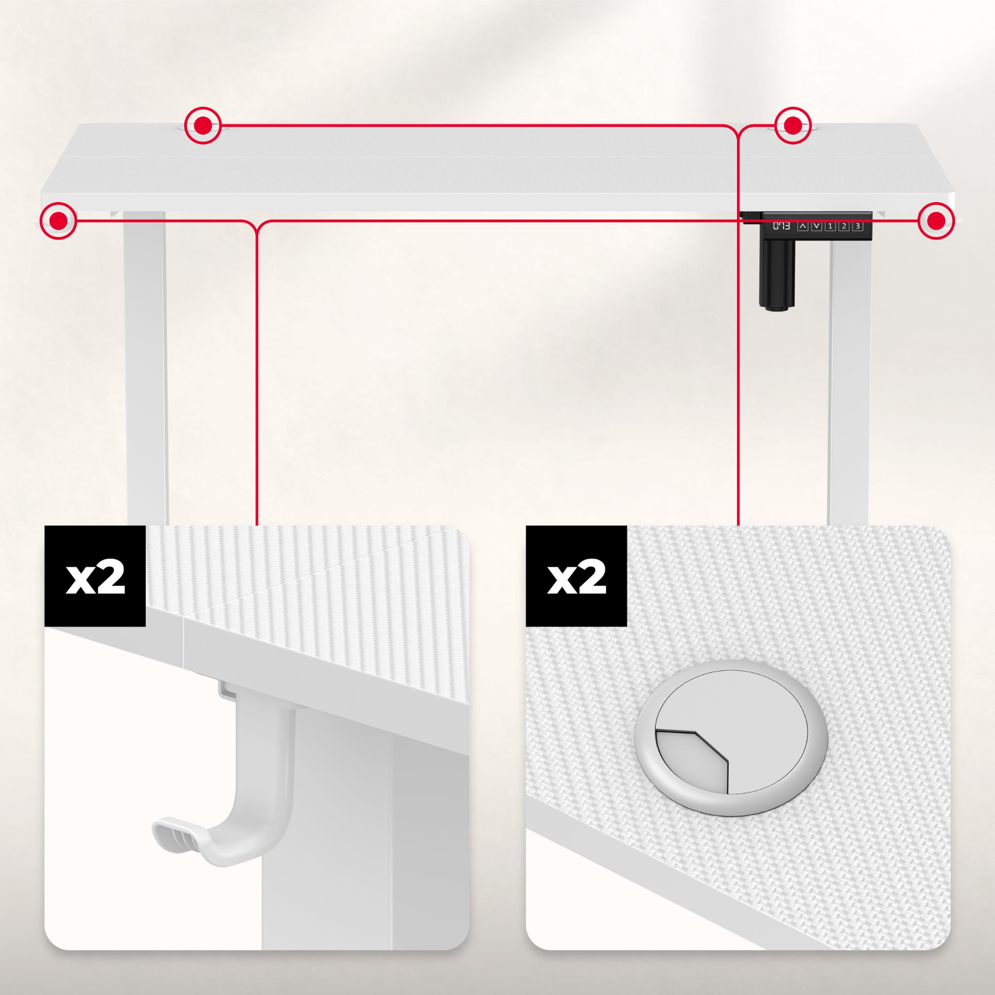 Huzaro Hero 7.9 Alb 100 cm birou electric