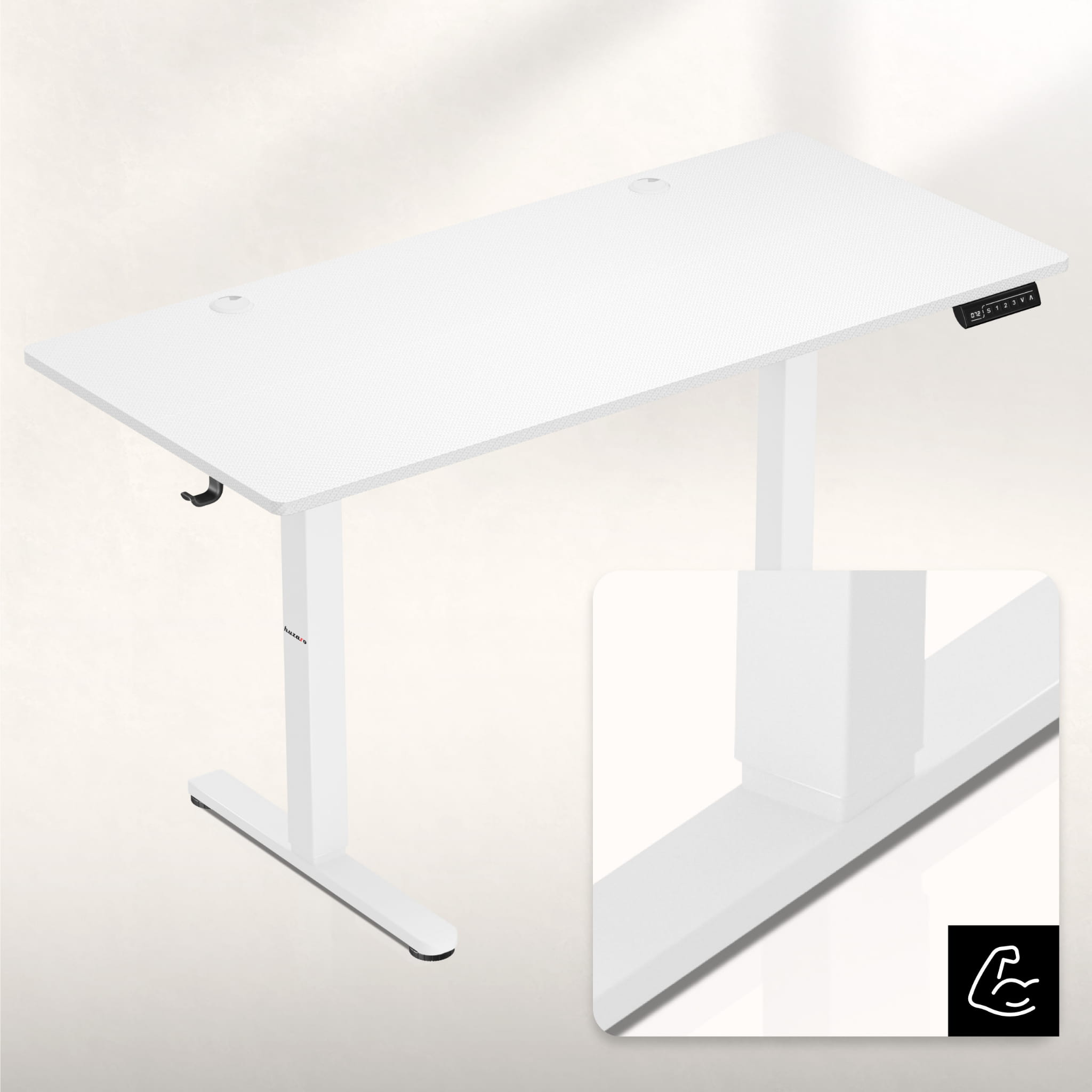 Birou electric Huzaro Hero 8.2 alb 120 cm
