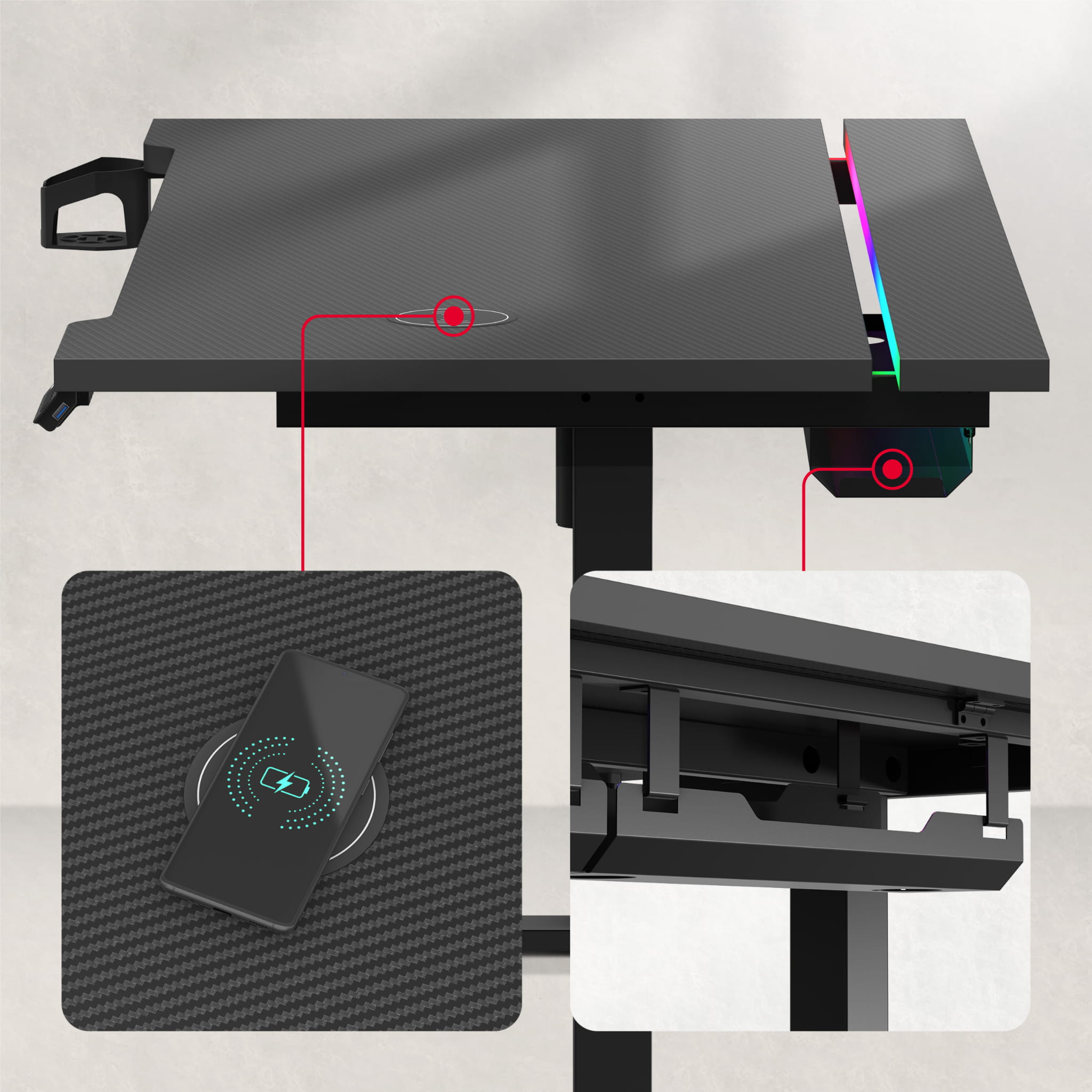 Huzaro Hero 8.7 RGB LED birou electric 140 cm