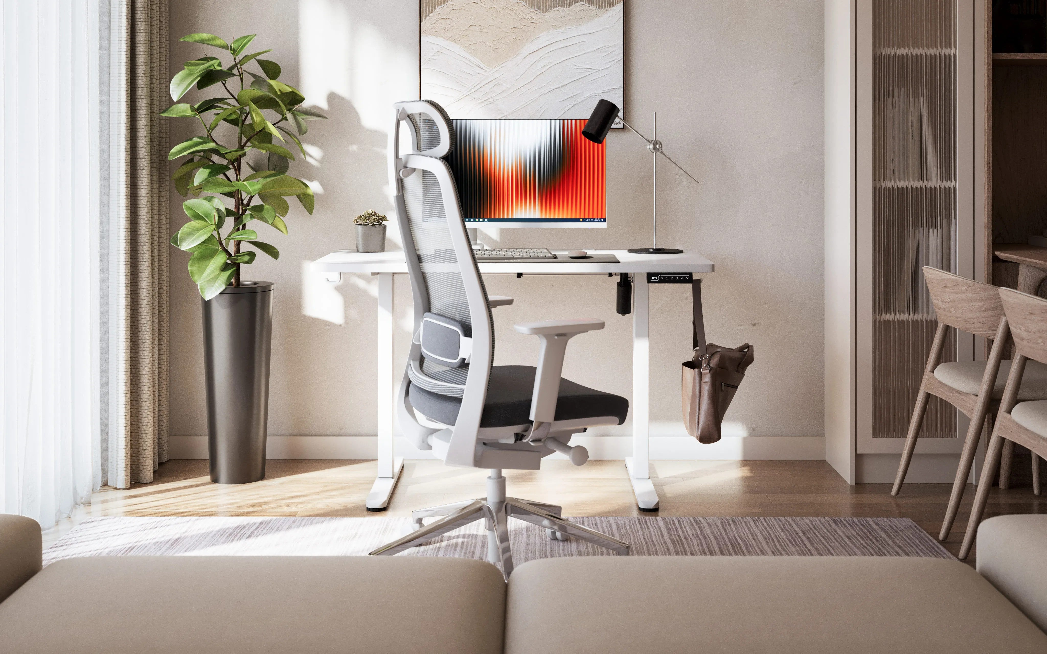 Birou electric reglabil Mark Adler Leader 6.9 White 120 cm