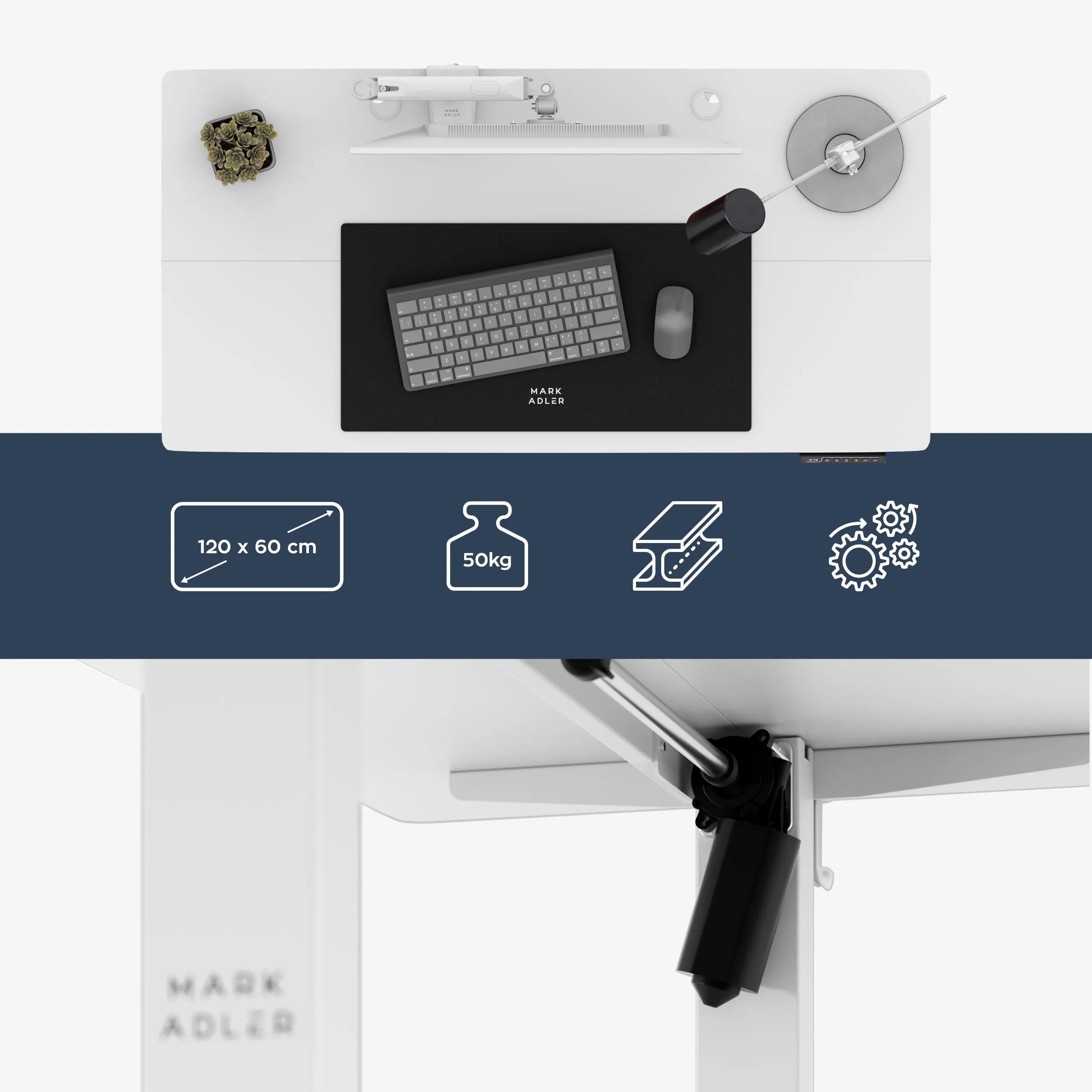 Birou electric reglabil Mark Adler Leader 6.9 White 120 cm