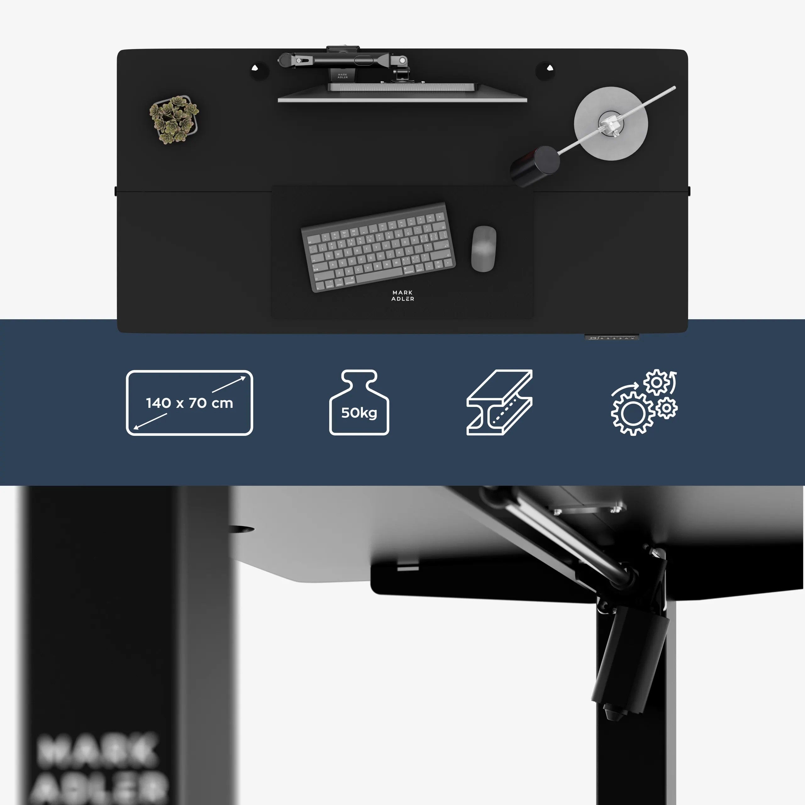 Birou electric Mark Adler Leader 7.3 Black 140 cm