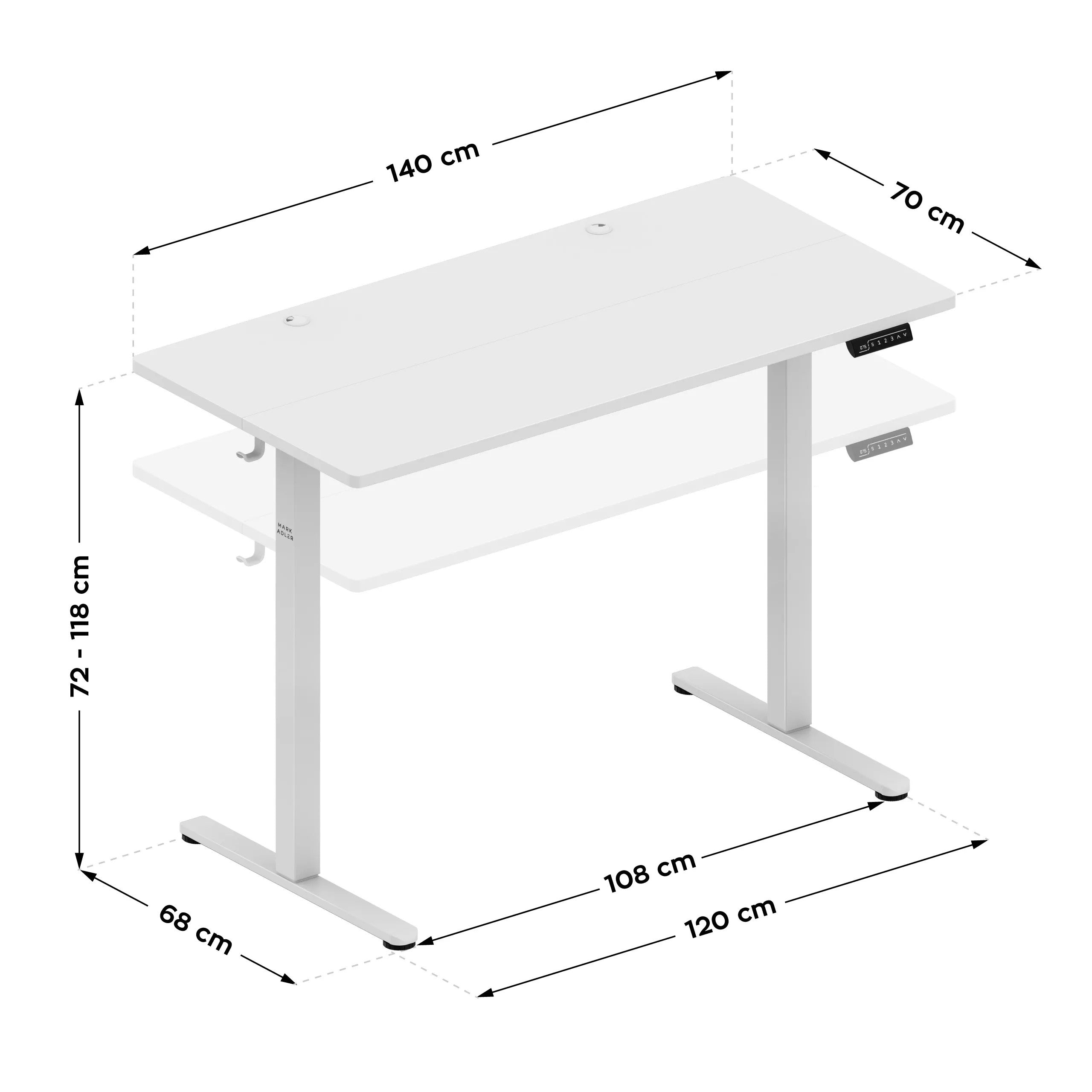 Birou electric Mark Adler Leader 7.3 White 140 cm