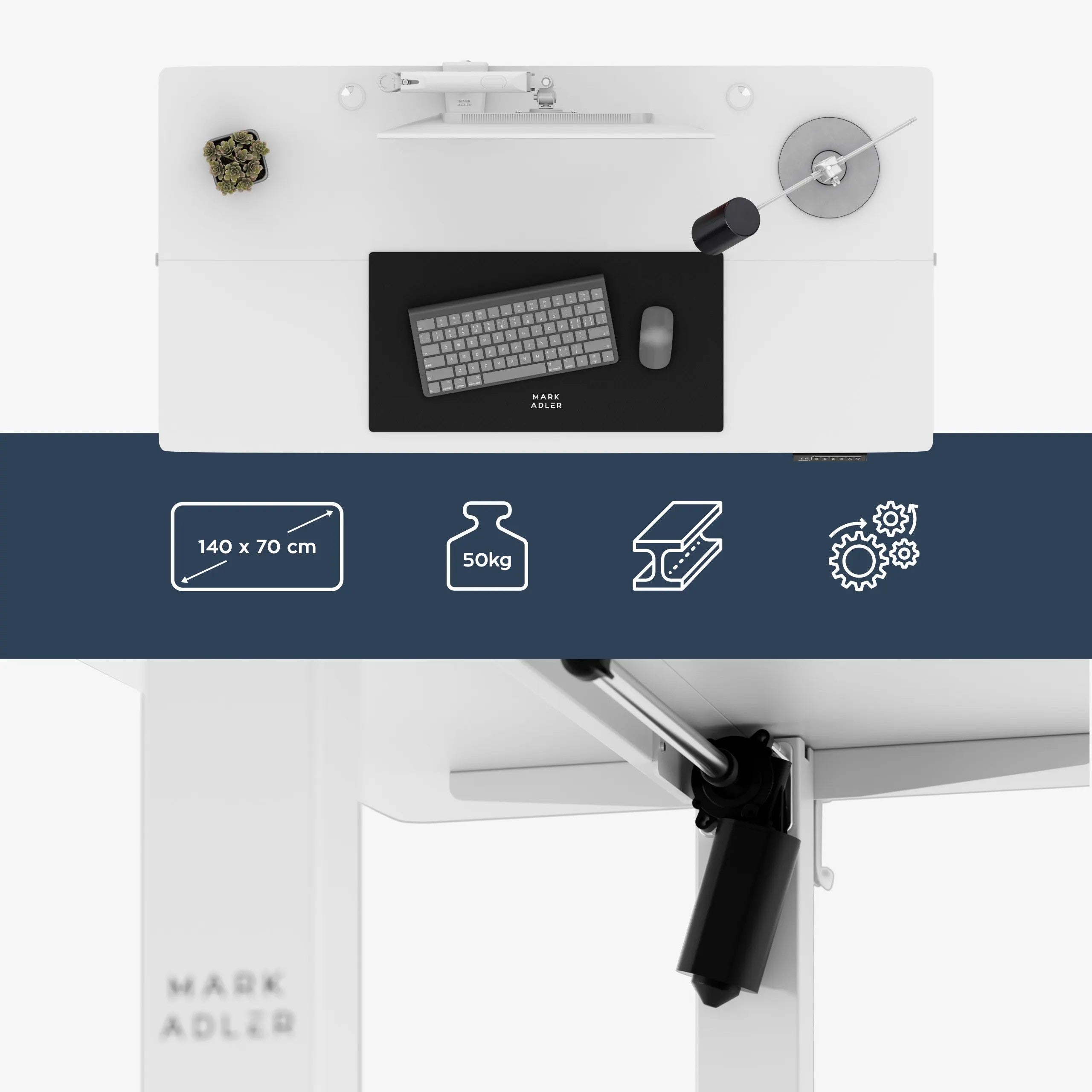Birou electric Mark Adler Leader 7.3 White 140 cm